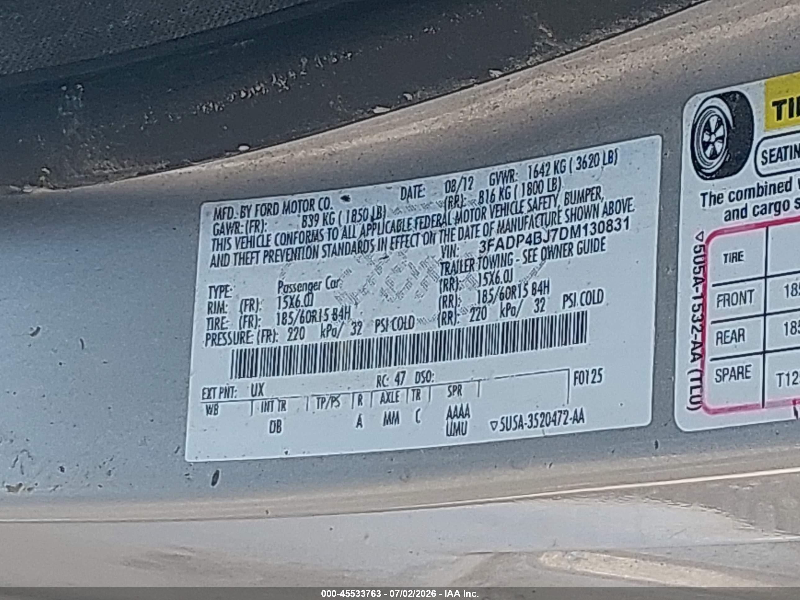 2013 Ford Fiesta Se Silver vin: 3FADP4BJ7DM130831