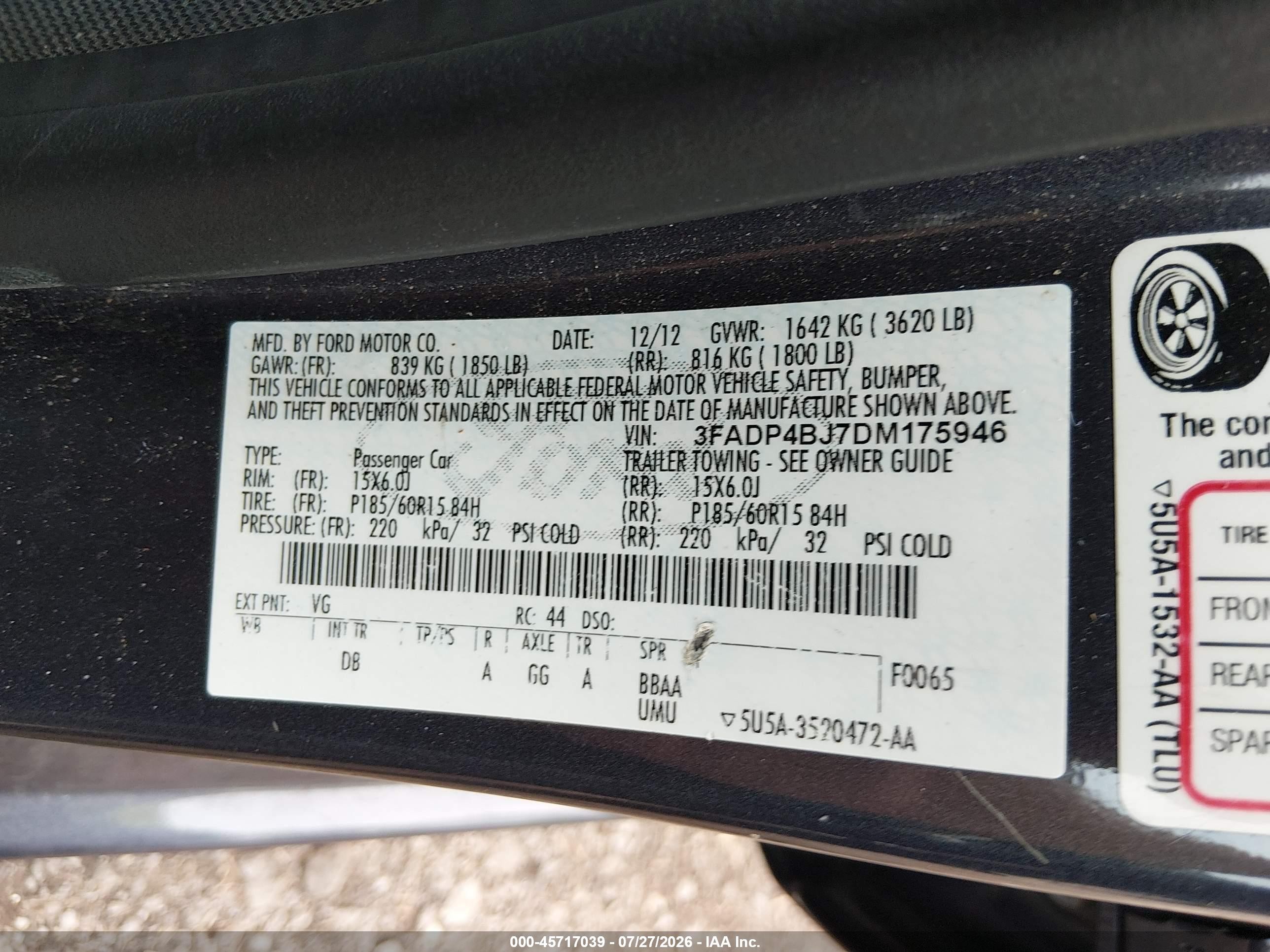 2013 Ford Fiesta Se Blue vin: 3FADP4BJ7DM175946