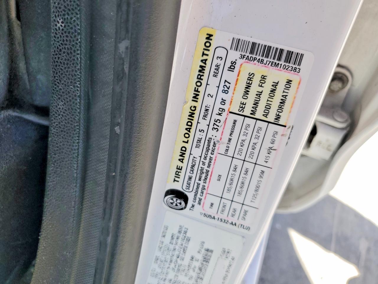 2014 Ford Fiesta Se White vin: 3FADP4BJ7EM102383