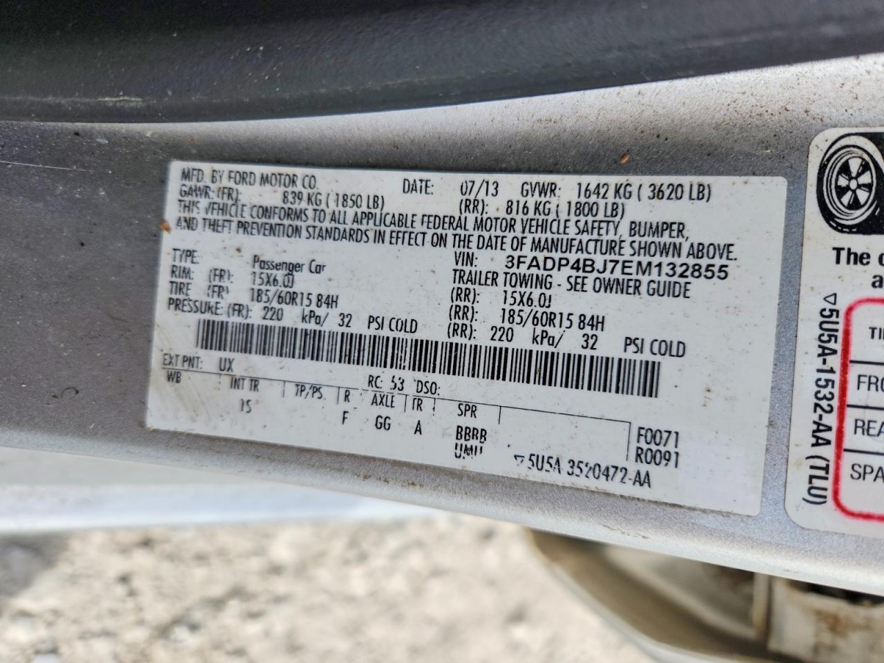 2014 Ford Fiesta Se Silver vin: 3FADP4BJ7EM132855
