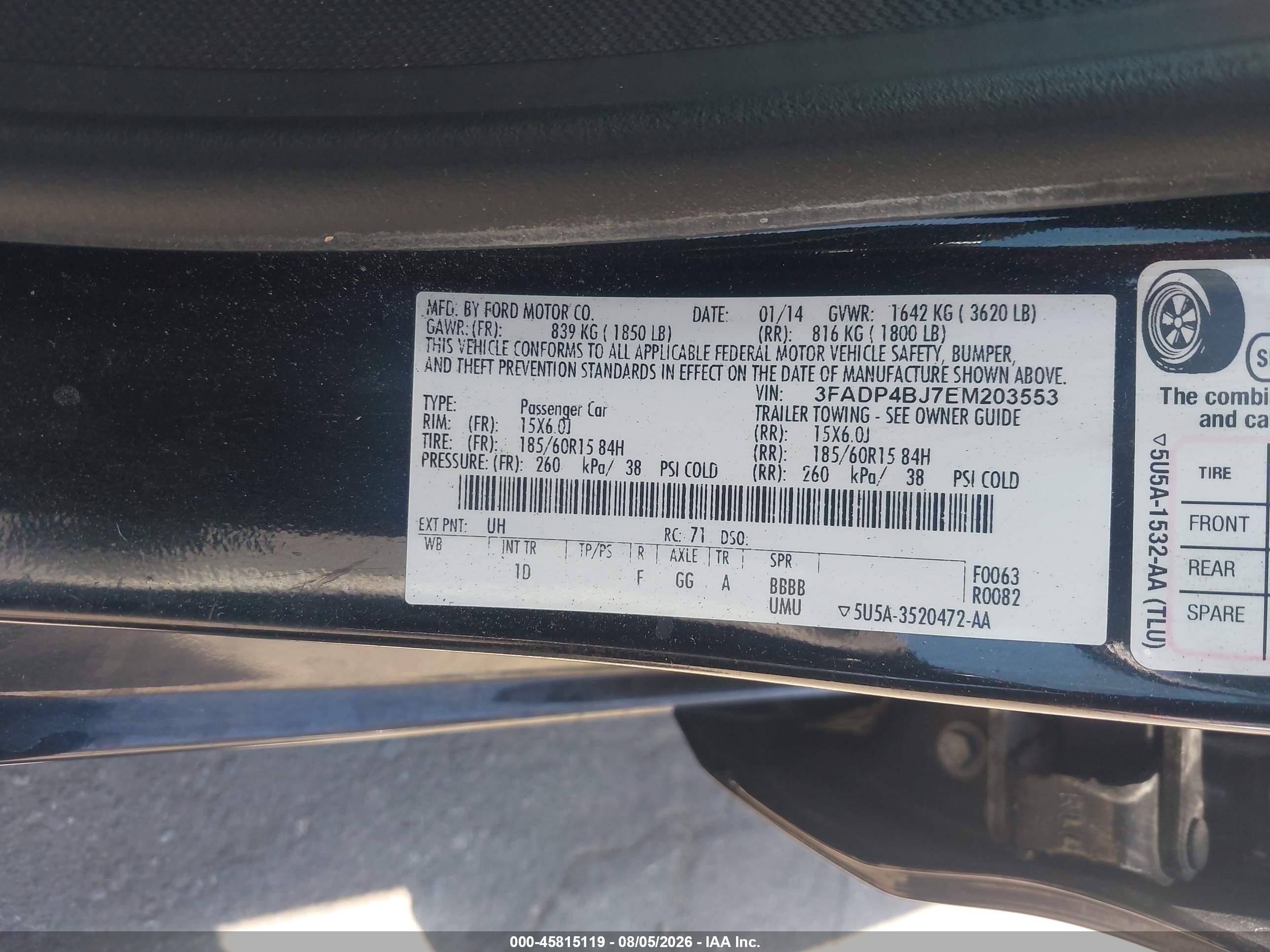 2014 Ford Fiesta Se Black vin: 3FADP4BJ7EM203553