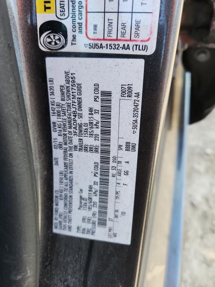2015 Ford Fiesta Se Gray vin: 3FADP4BJ7FM175951