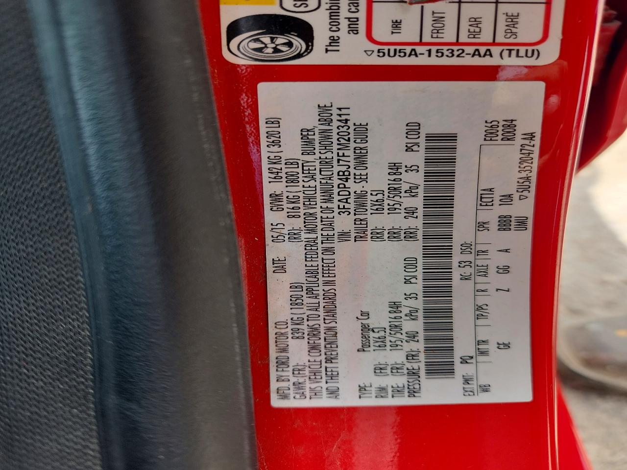 2015 Ford Fiesta Se Red vin: 3FADP4BJ7FM203411