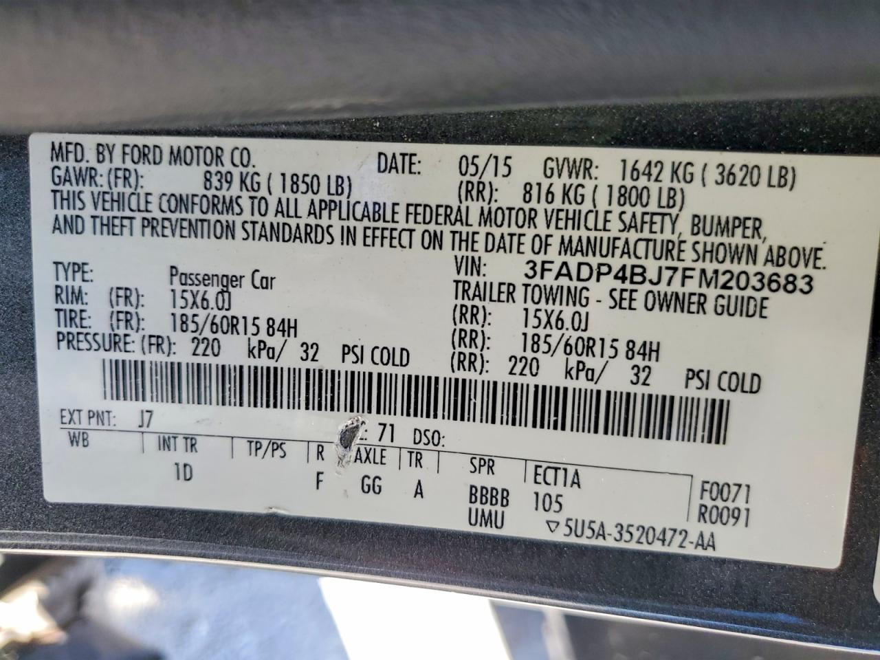 2015 Ford Fiesta Se Gray vin: 3FADP4BJ7FM203683