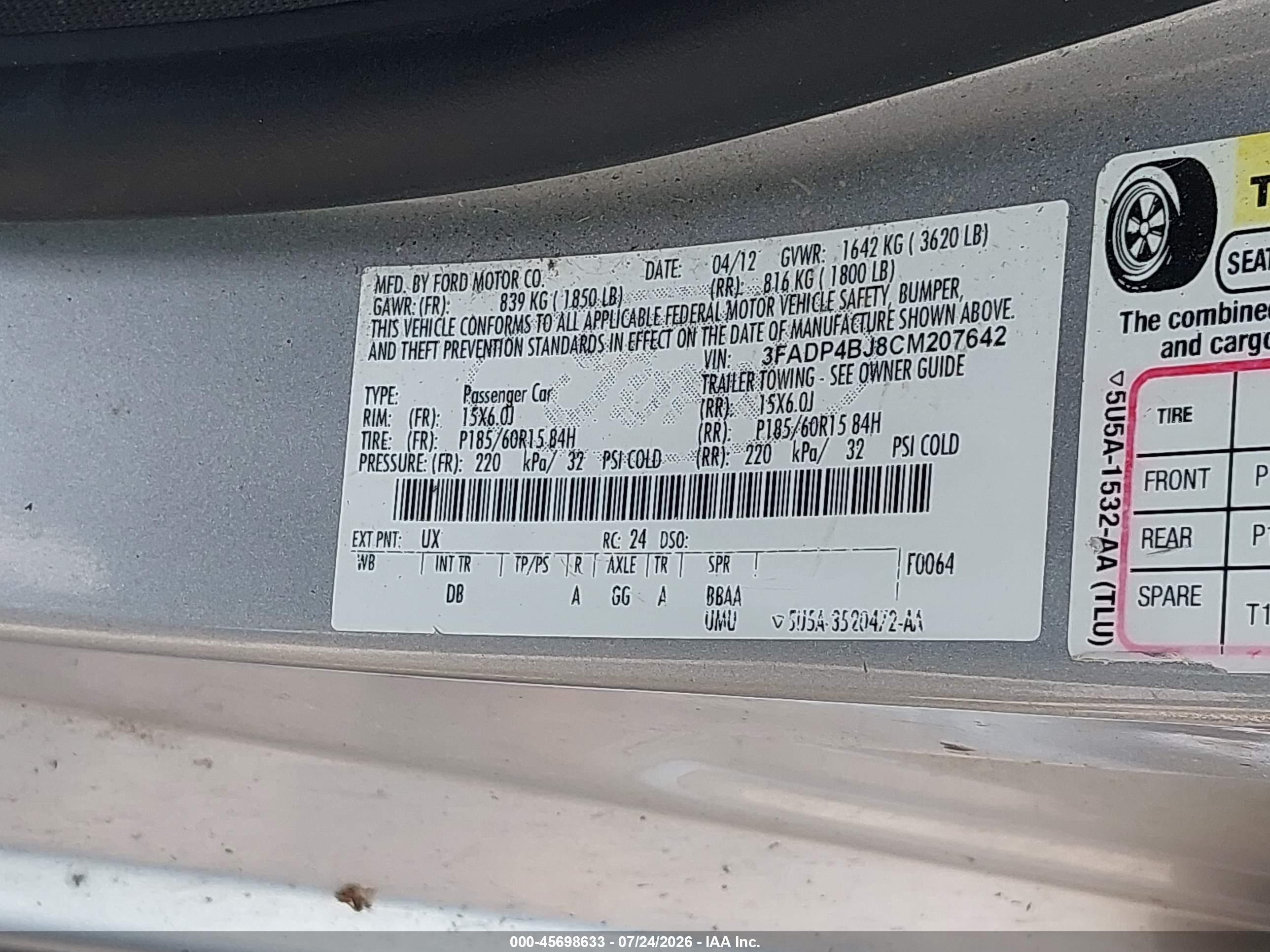 2012 Ford Fiesta Se Silver vin: 3FADP4BJ8CM207642
