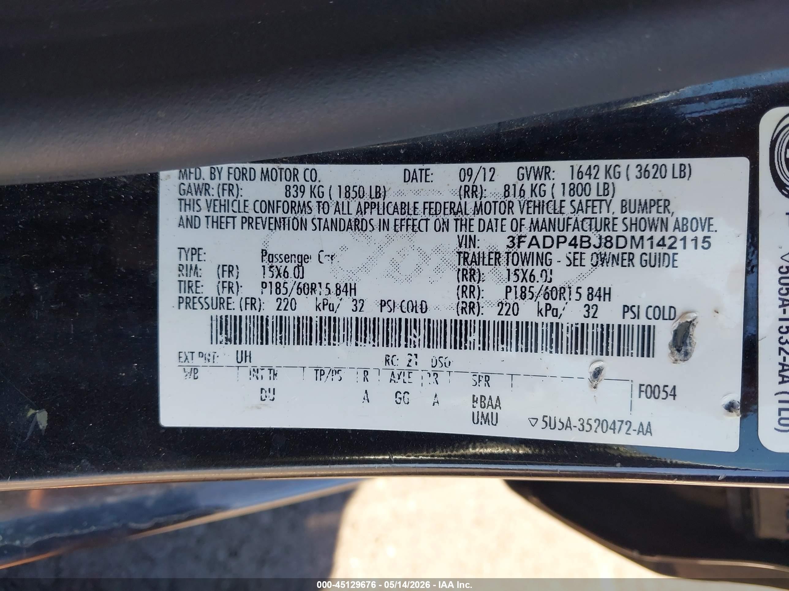 2013 Ford Fiesta Se Black vin: 3FADP4BJ8DM142115