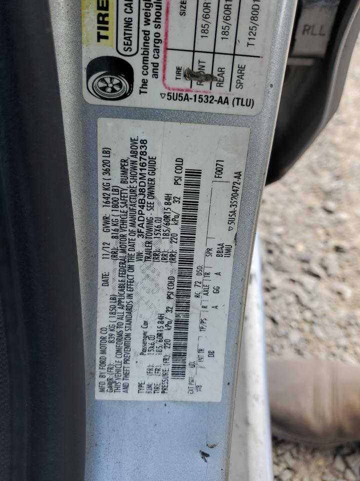 2013 Ford Fiesta Se Silver vin: 3FADP4BJ8DM167838