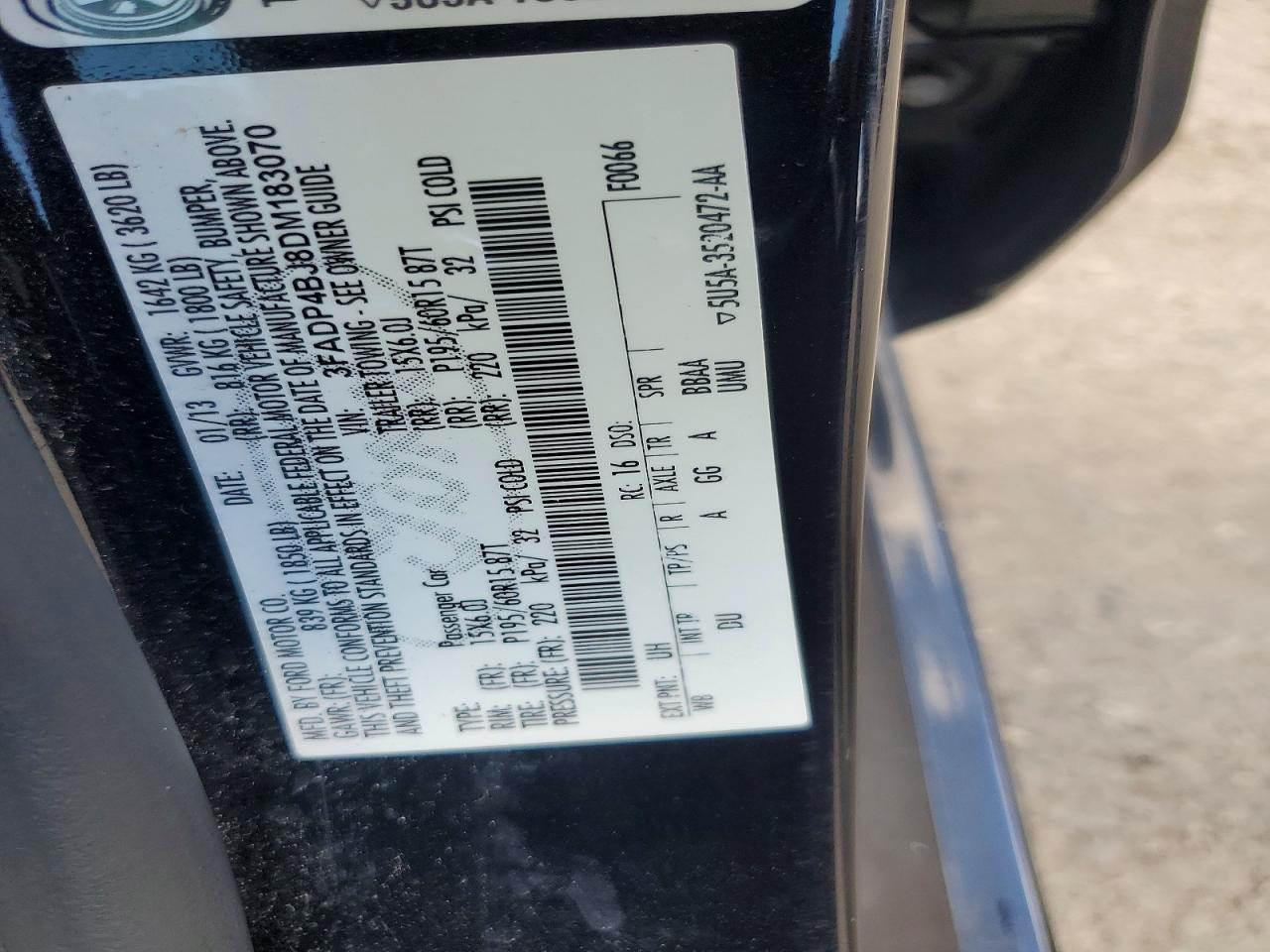 2013 Ford Fiesta Se Black vin: 3FADP4BJ8DM183070