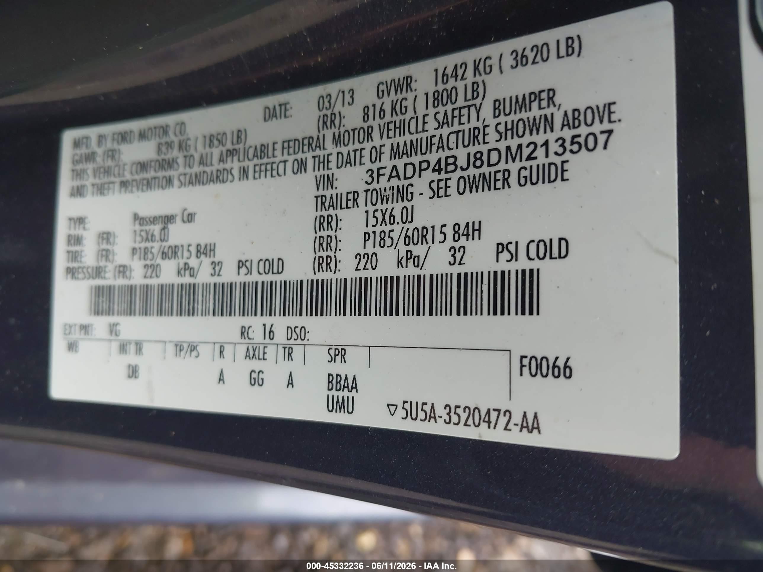 2013 Ford Fiesta Se Blue vin: 3FADP4BJ8DM213507