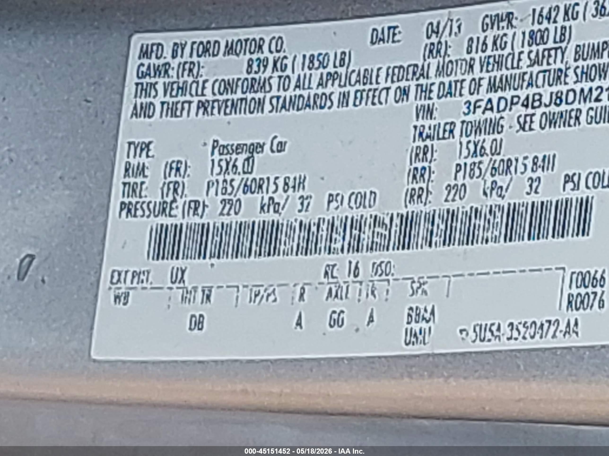 2013 Ford Fiesta Se Серебряный vin: 3FADP4BJ8DM218044