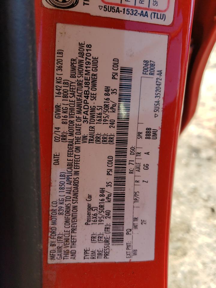 2014 Ford Fiesta Se Red vin: 3FADP4BJ8EM197018
