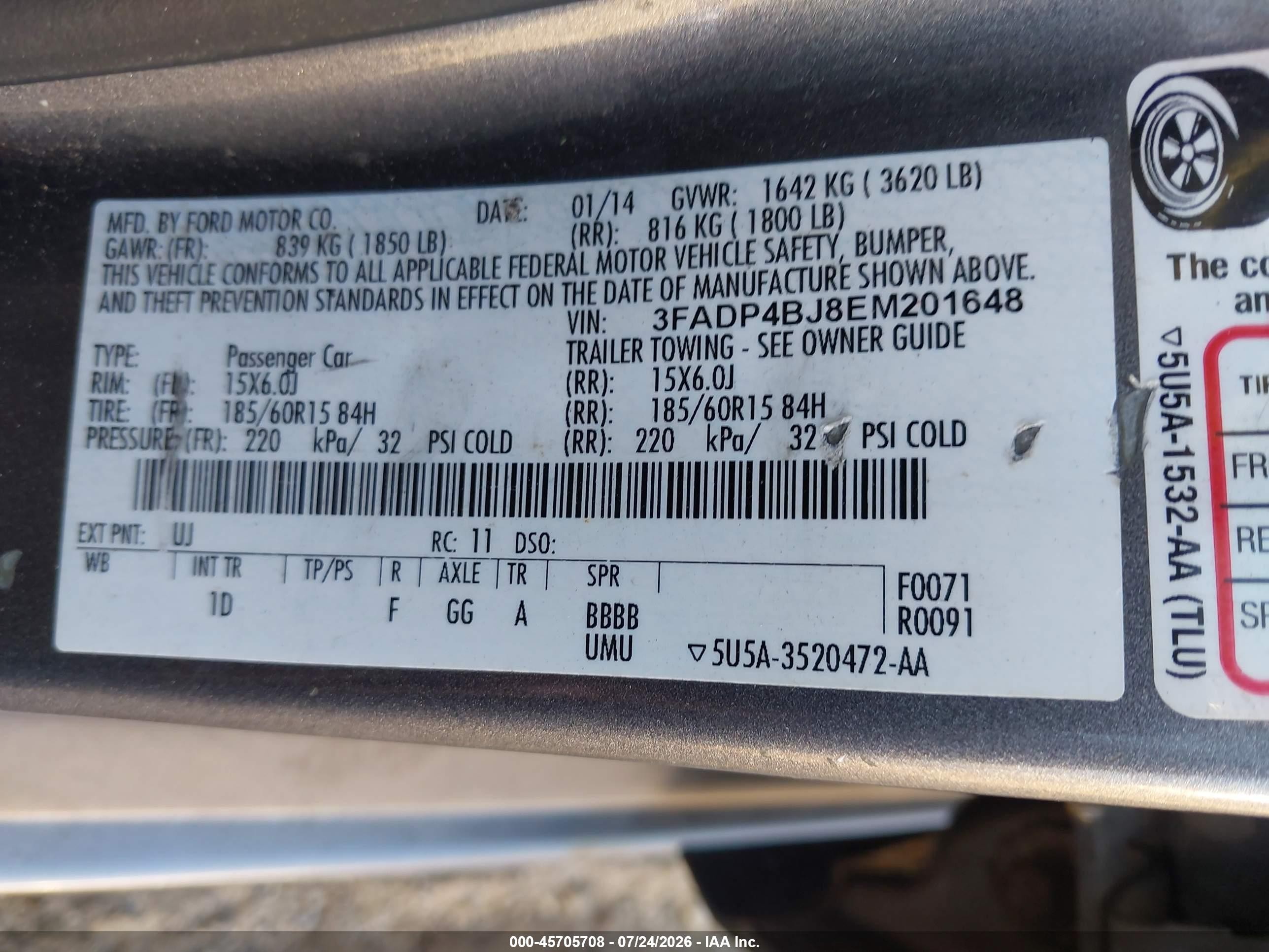 2014 Ford Fiesta Se Black vin: 3FADP4BJ8EM201648