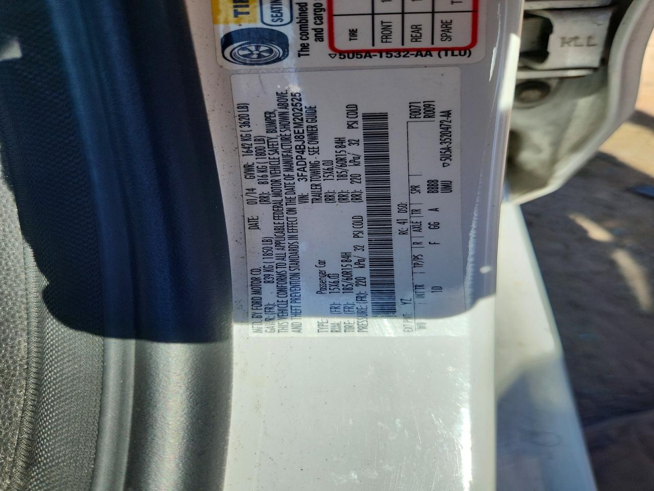 2014 Ford Fiesta Se White vin: 3FADP4BJ8EM202525