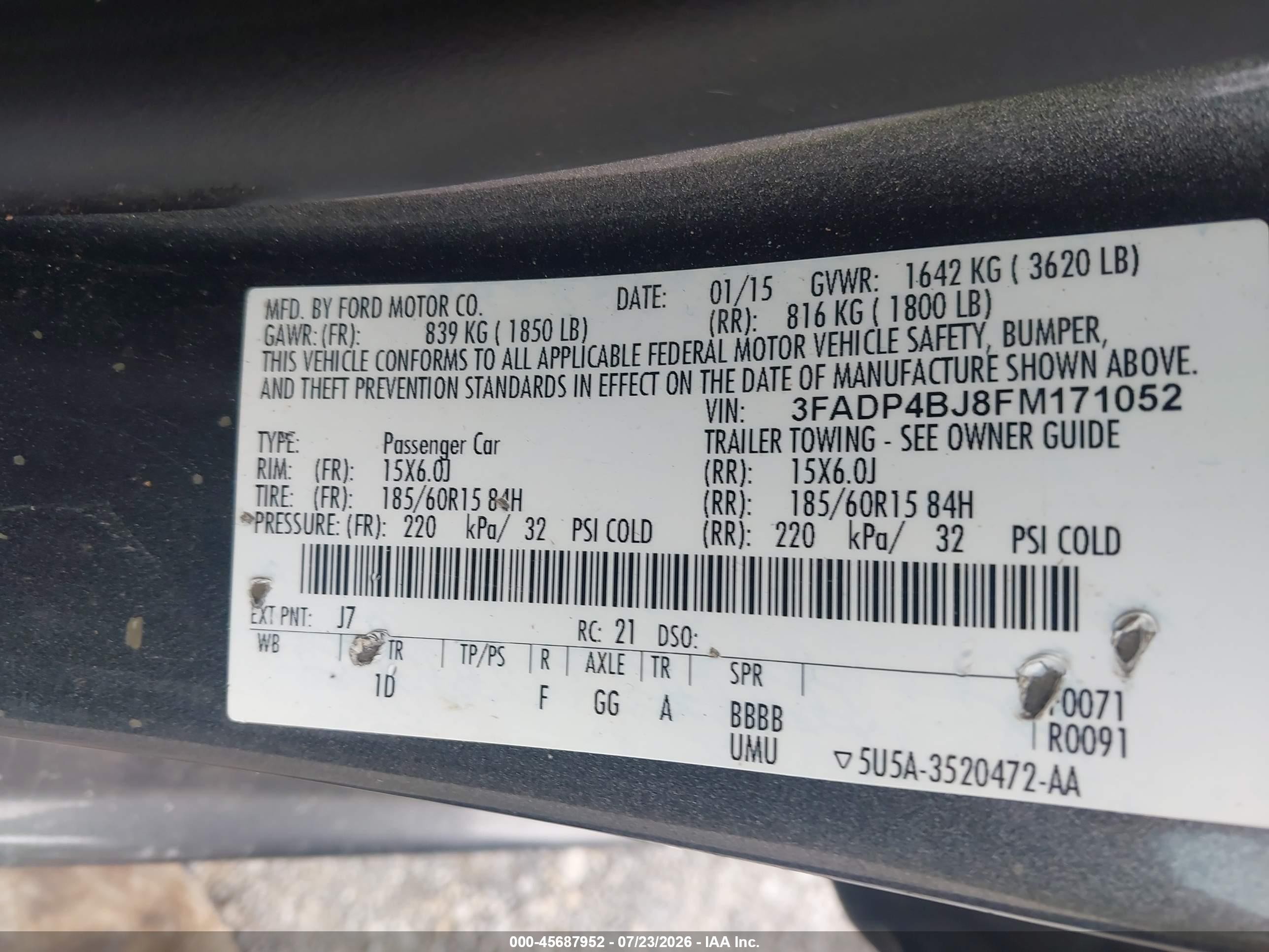 2015 Ford Fiesta Se Серый vin: 3FADP4BJ8FM171052