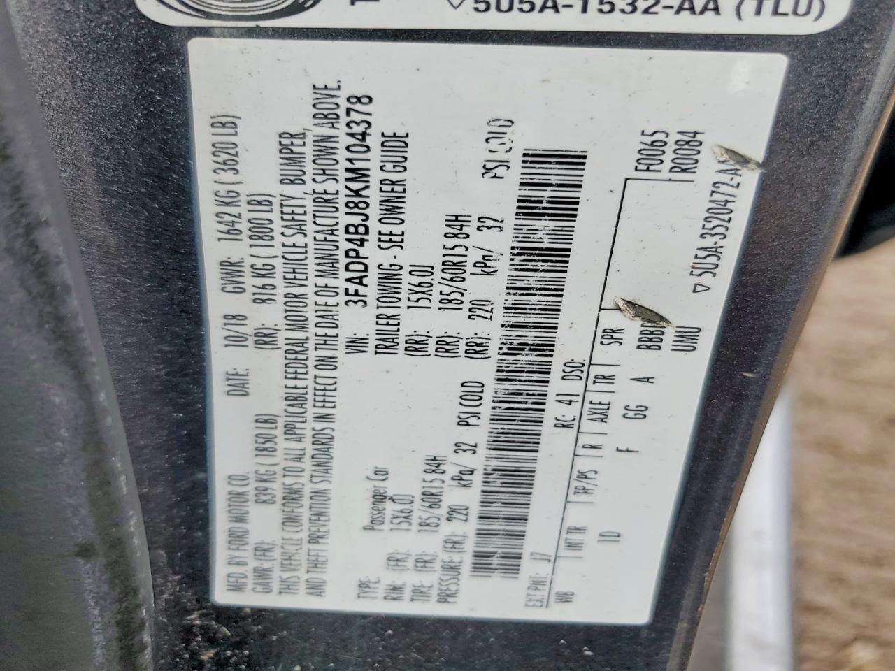 2019 Ford Fiesta Se Серый vin: 3FADP4BJ8KM104378