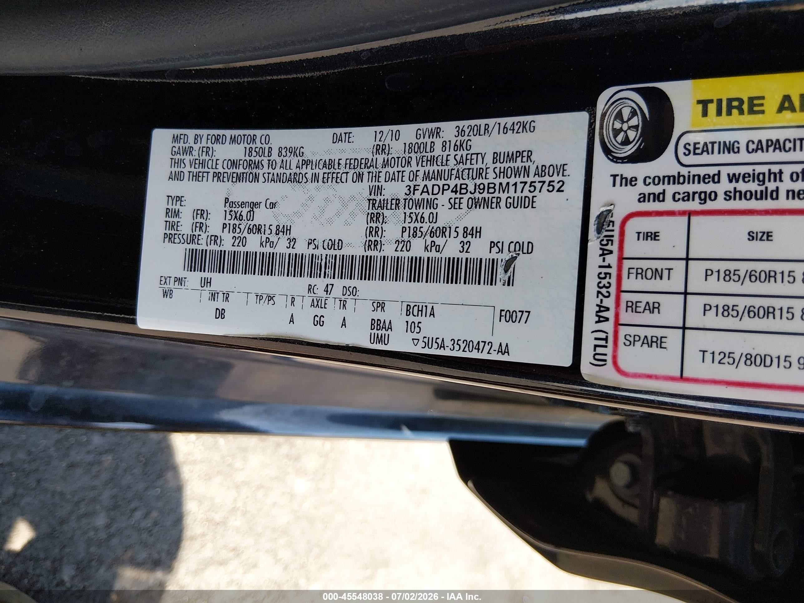 2011 Ford Fiesta Se Черный vin: 3FADP4BJ9BM175752