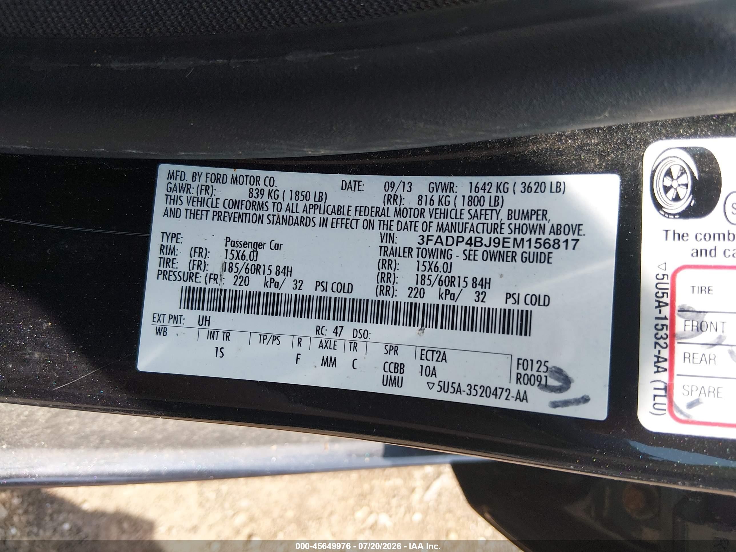 2014 Ford Fiesta Se Black vin: 3FADP4BJ9EM156817