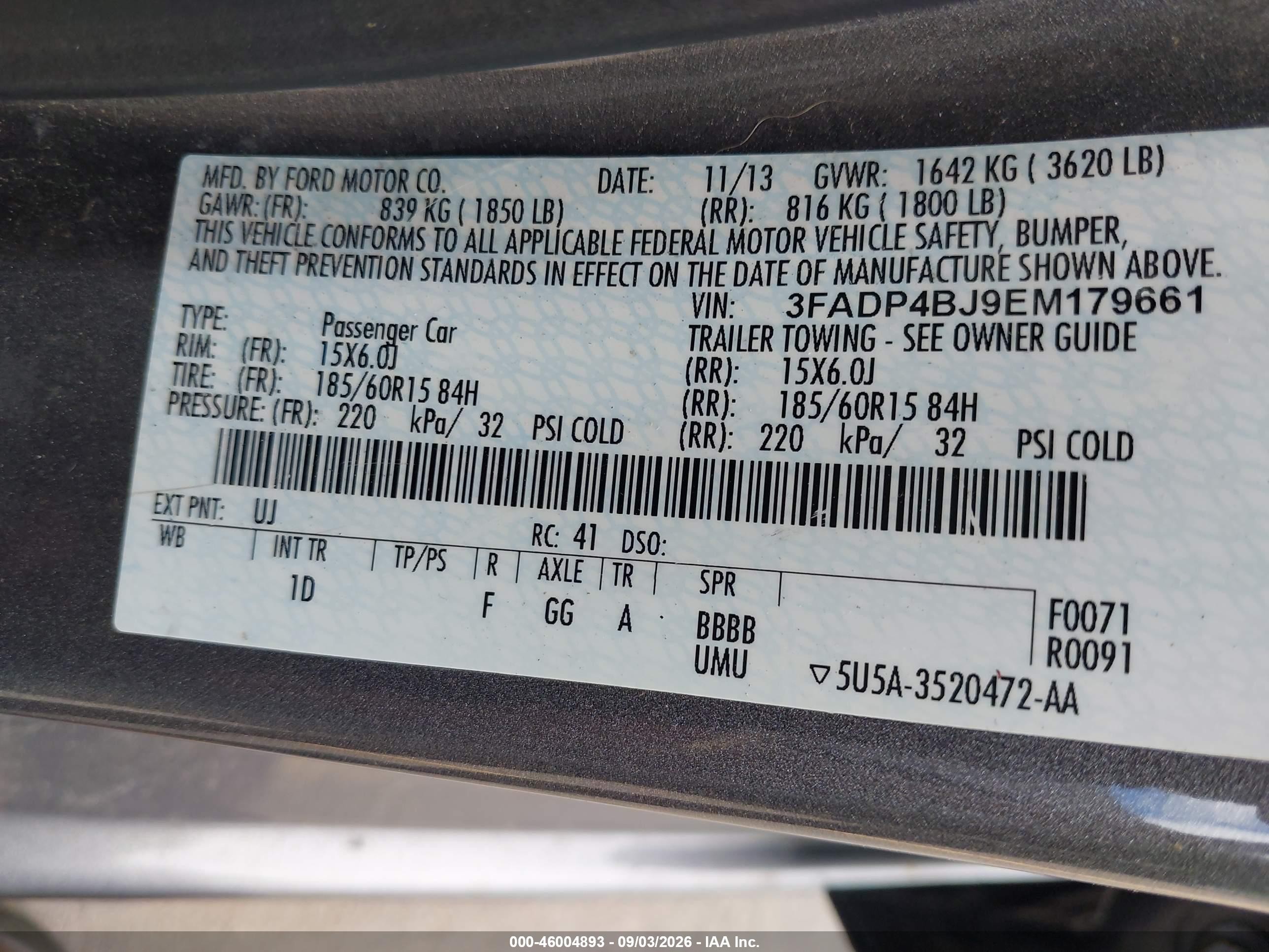 2014 Ford Fiesta Se Серый vin: 3FADP4BJ9EM179661