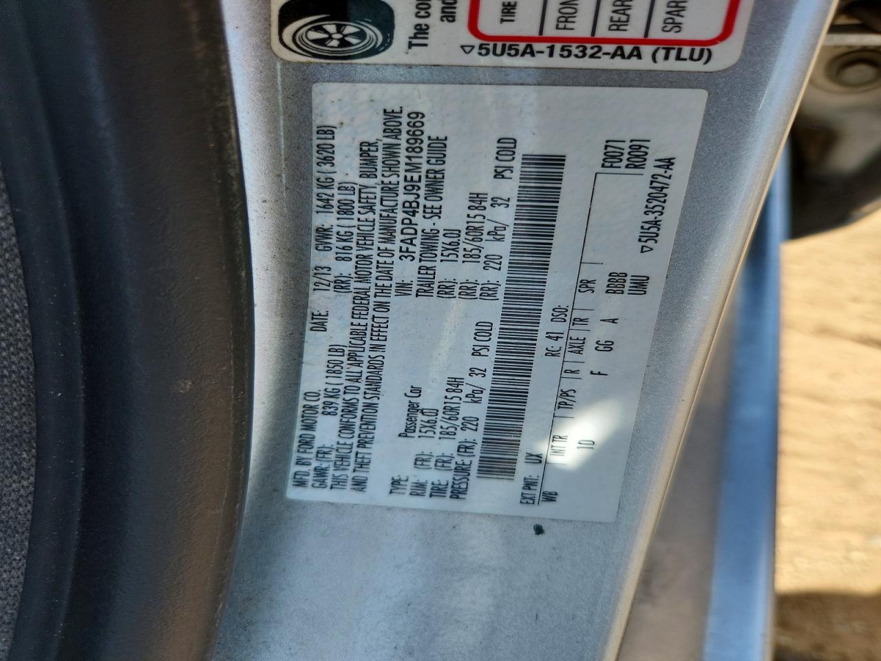 2014 Ford Fiesta Se Silver vin: 3FADP4BJ9EM189669