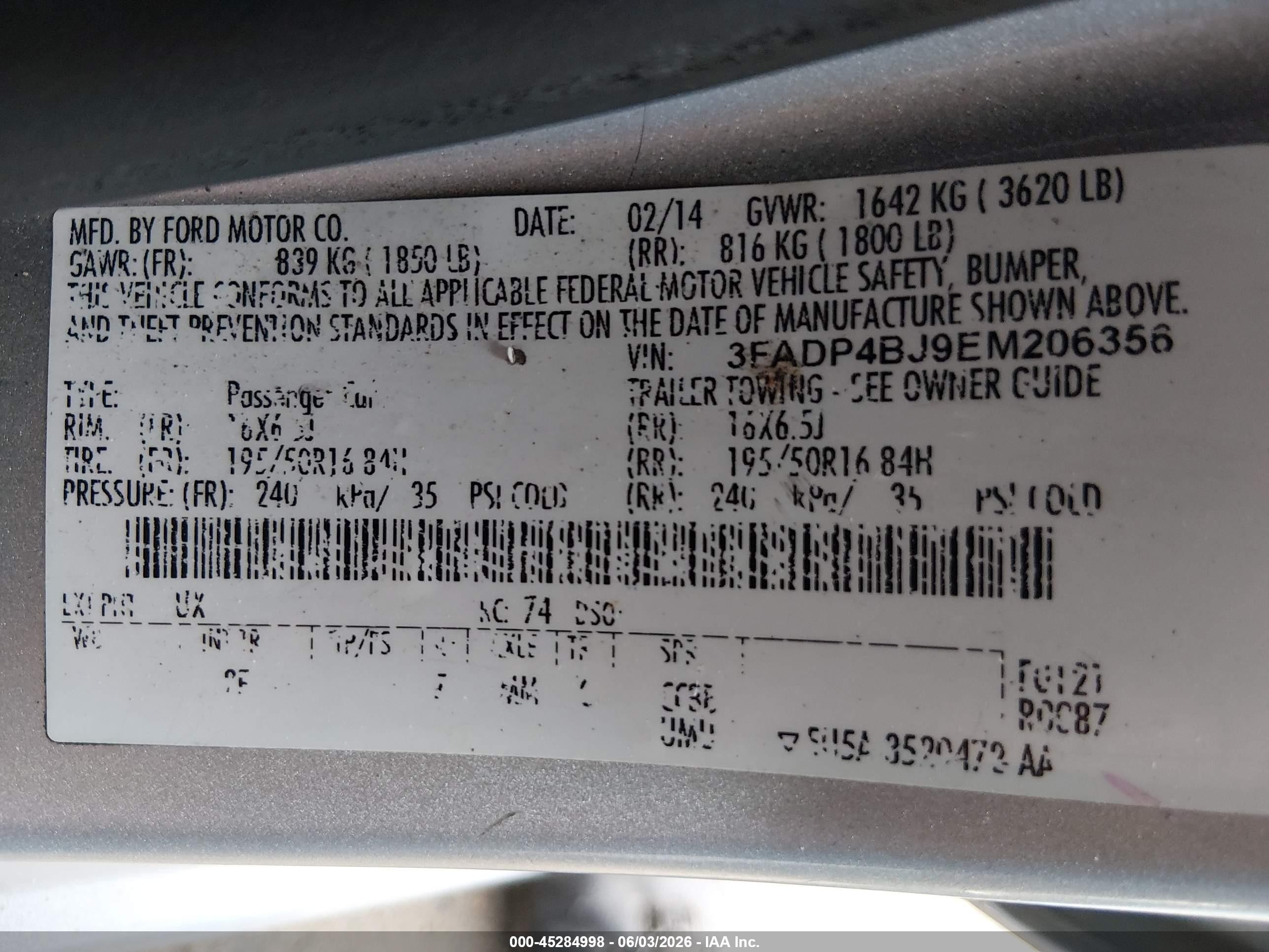 2014 Ford Fiesta Se Серебряный vin: 3FADP4BJ9EM206356