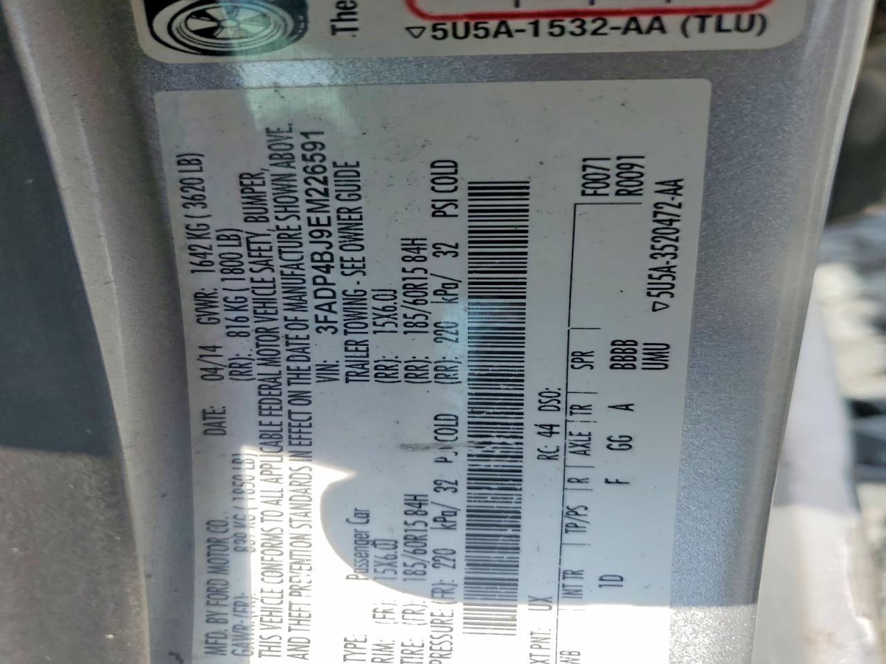 2014 Ford Fiesta Se Silver vin: 3FADP4BJ9EM226591