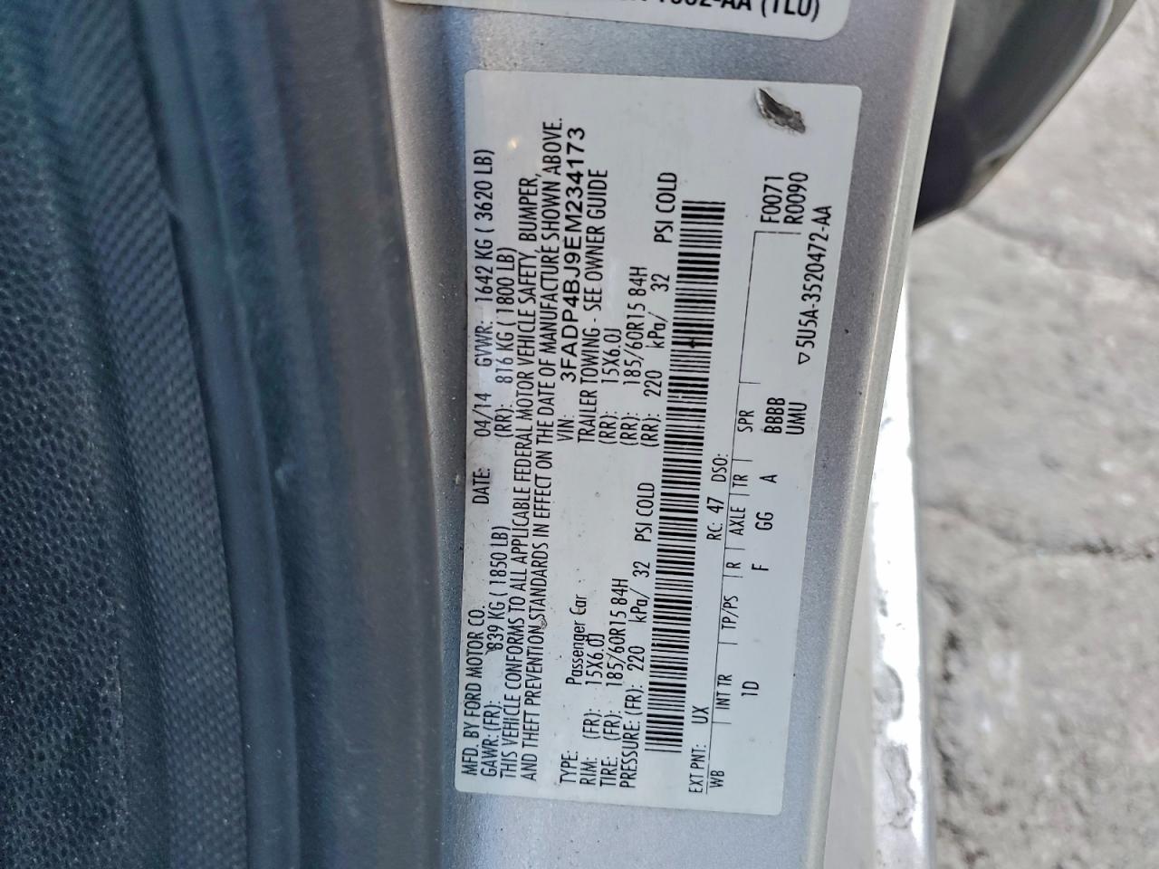 2014 Ford Fiesta Se Silver vin: 3FADP4BJ9EM234173