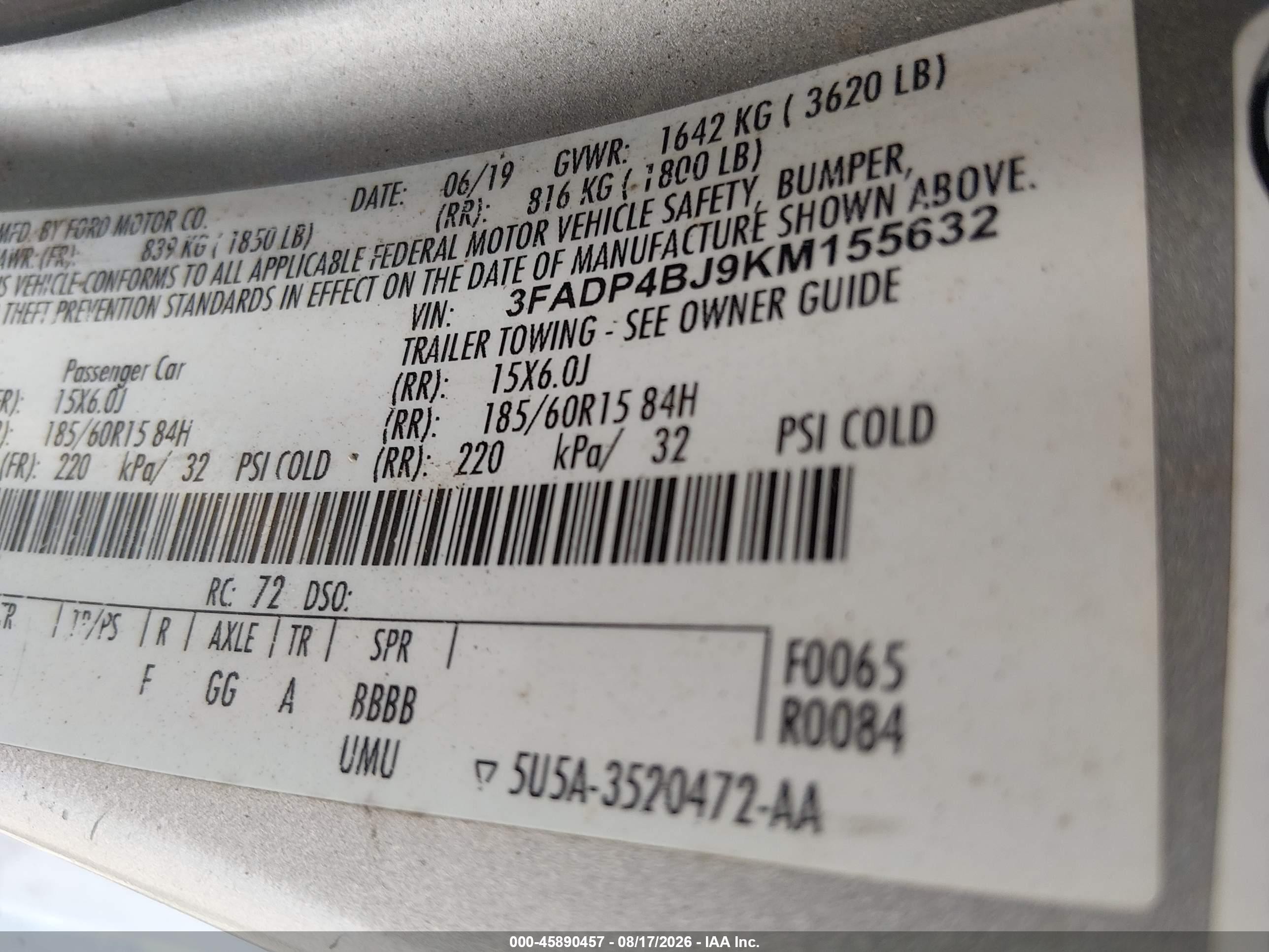 2019 Ford Fiesta Se Silver vin: 3FADP4BJ9KM155632