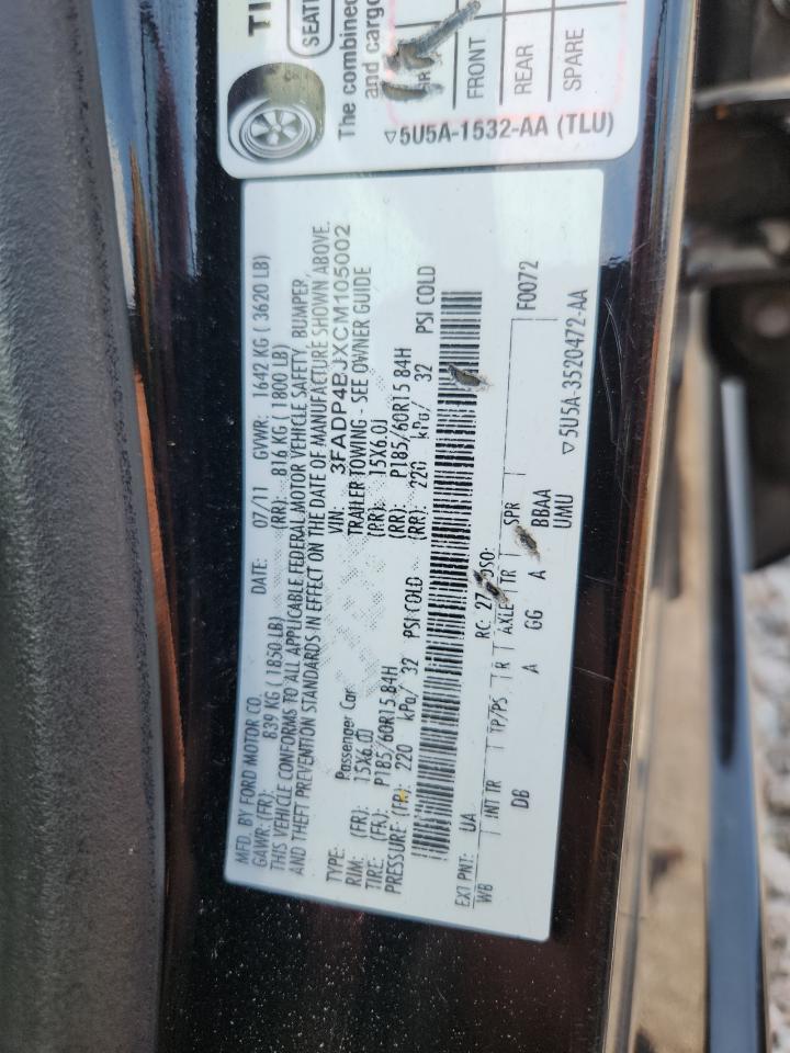 2012 Ford Fiesta Se Черный vin: 3FADP4BJXCM105002