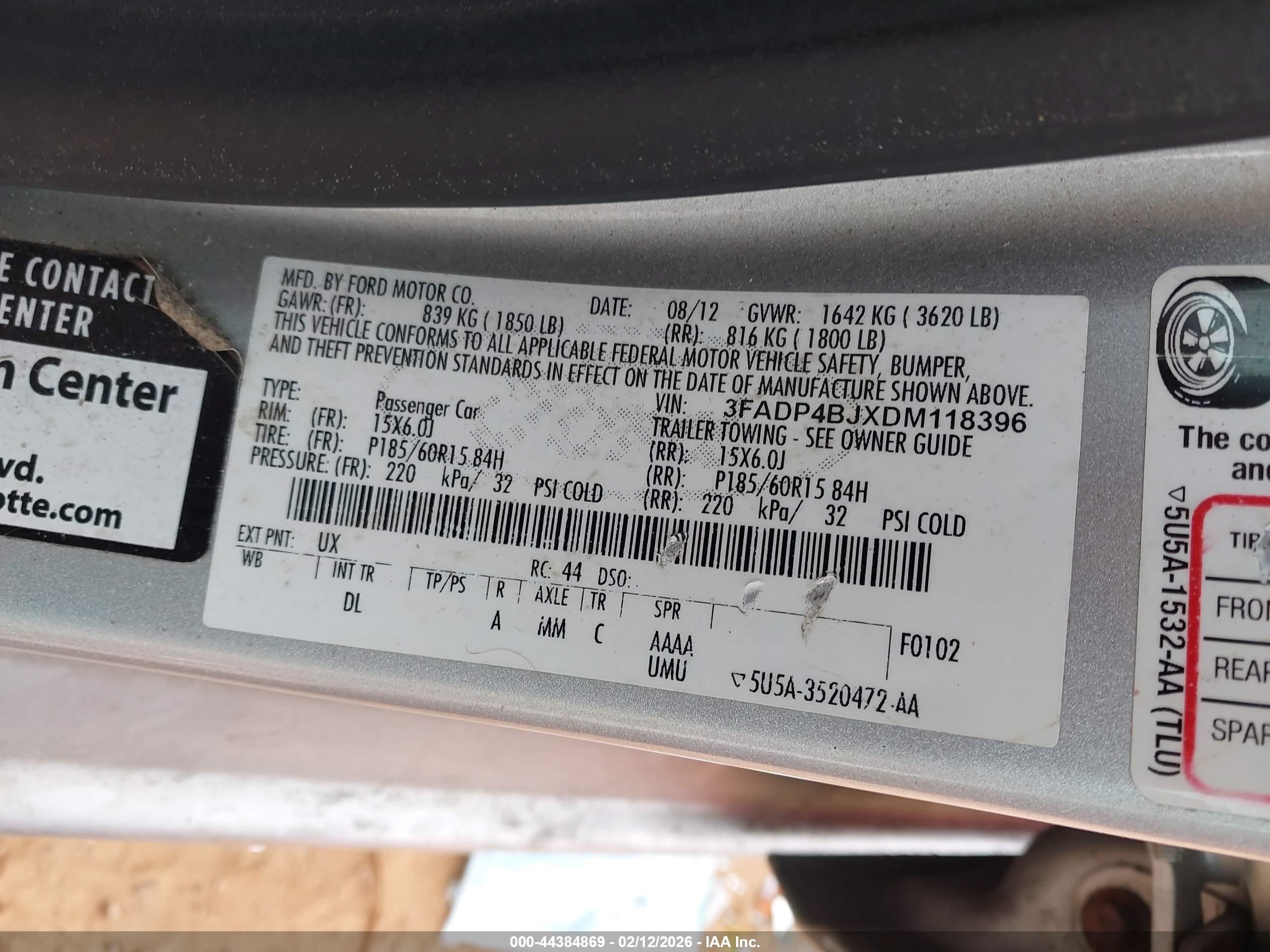2013 Ford Fiesta Se Silver vin: 3FADP4BJXDM118396