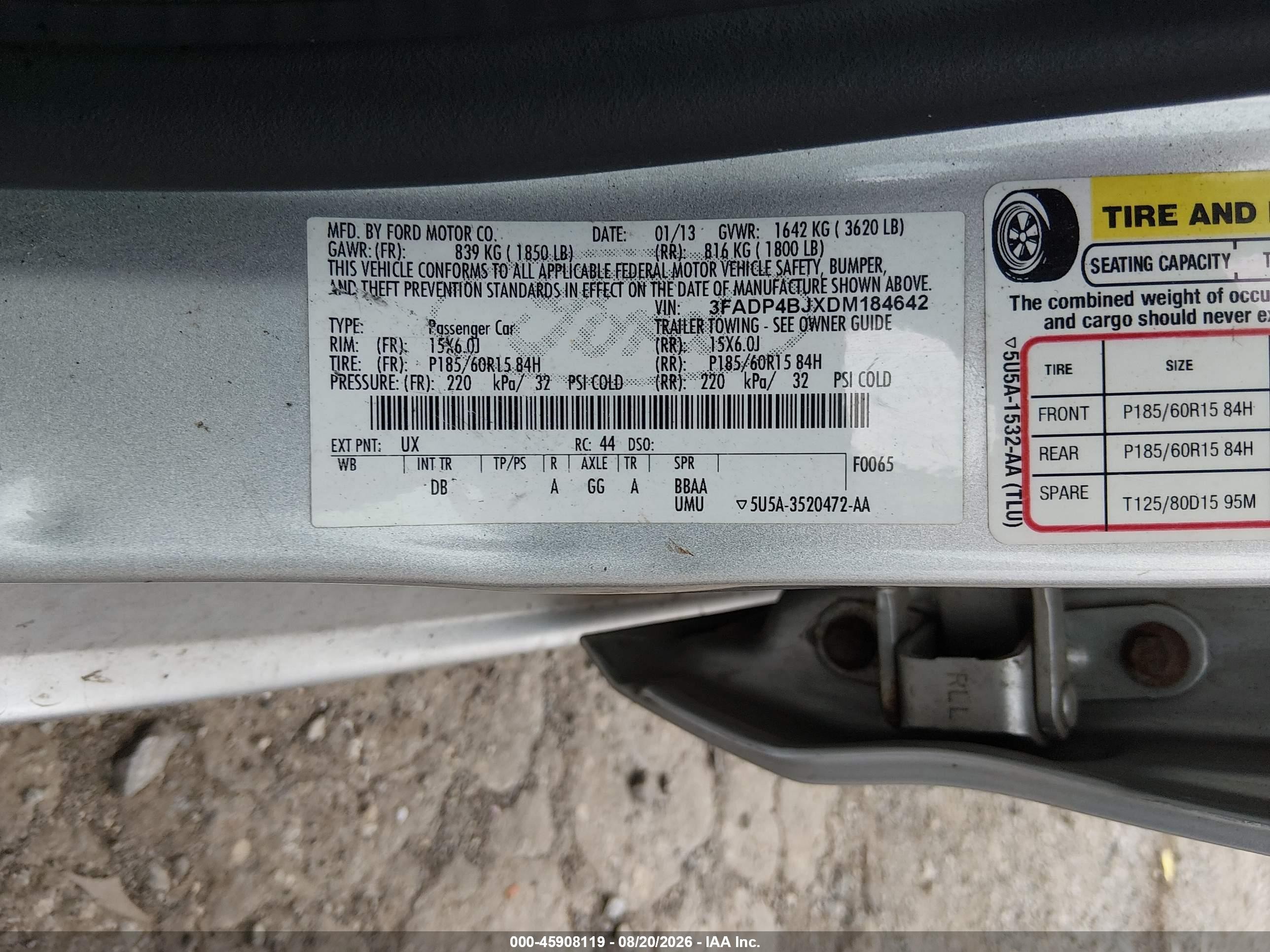 2013 Ford Fiesta Se Silver vin: 3FADP4BJXDM184642