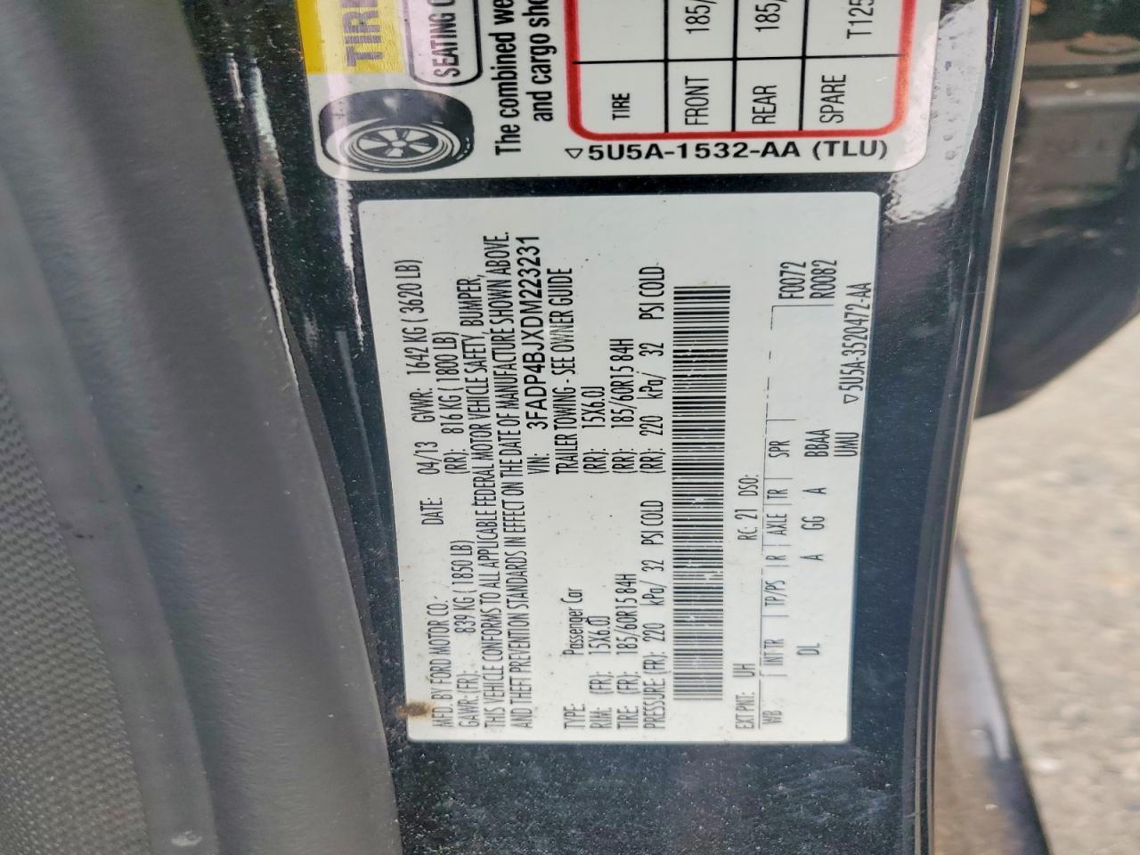 2013 Ford Fiesta Se Black vin: 3FADP4BJXDM223231