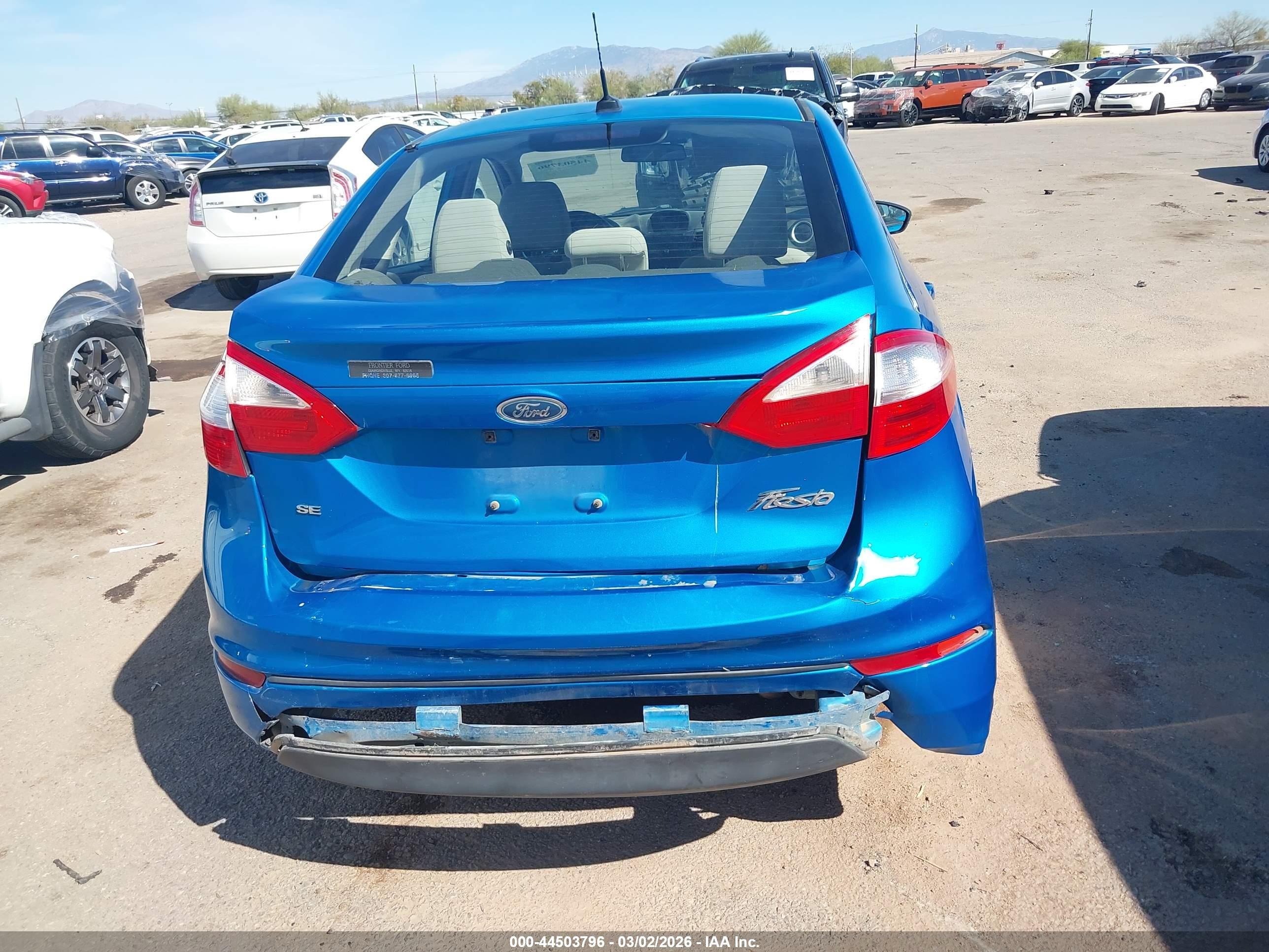 2014 Ford Fiesta Se Blue vin: 3FADP4BJXEM186652