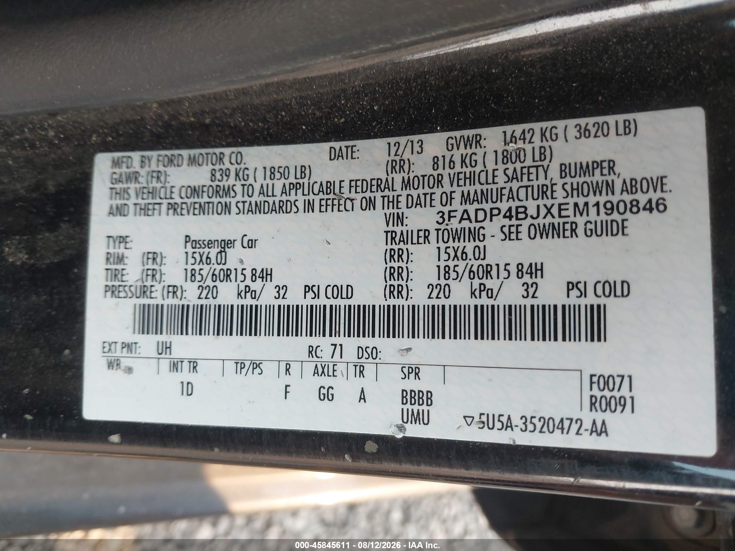 2014 Ford Fiesta Se Black vin: 3FADP4BJXEM190846