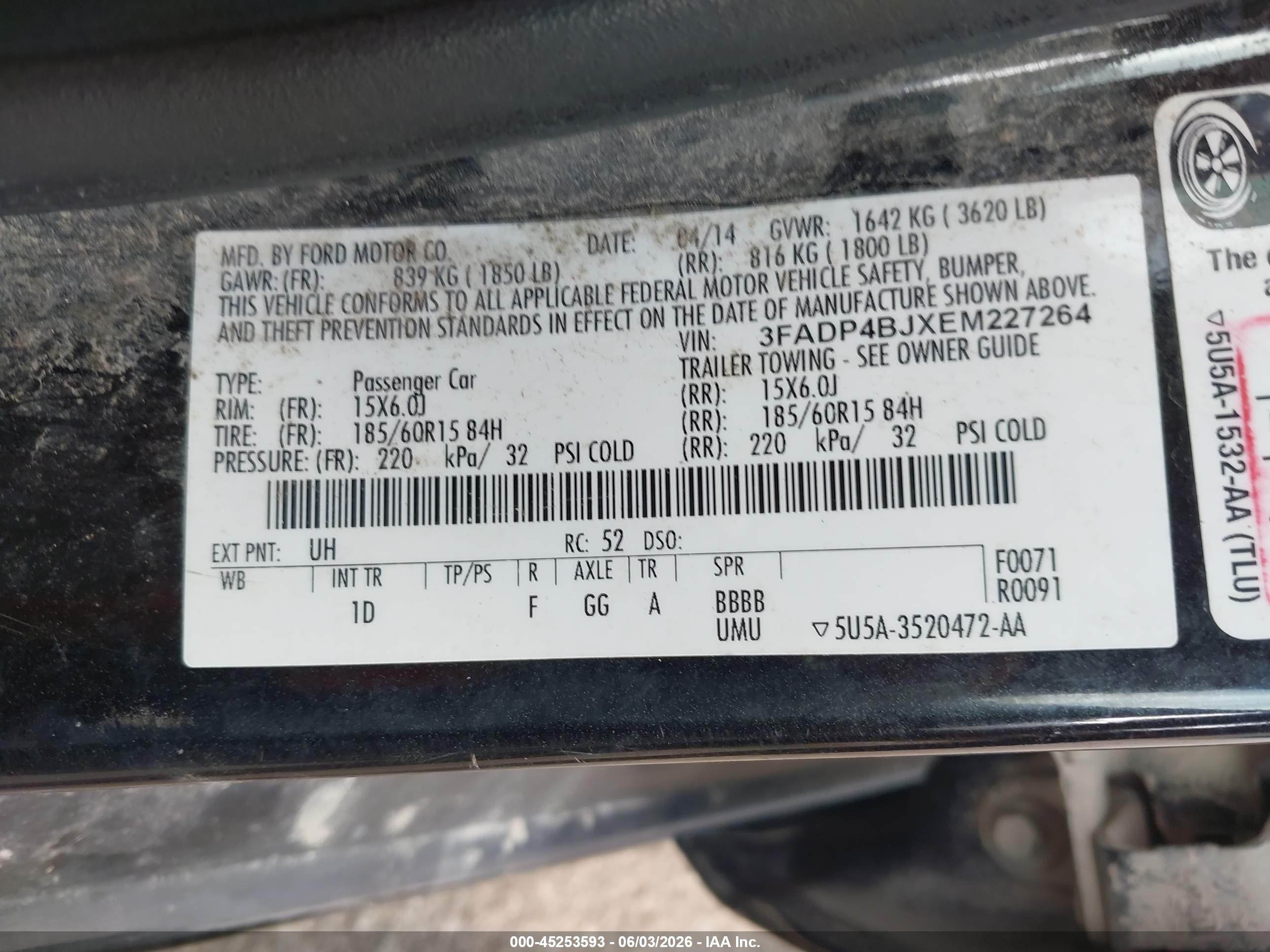 2014 Ford Fiesta Se Black vin: 3FADP4BJXEM227264