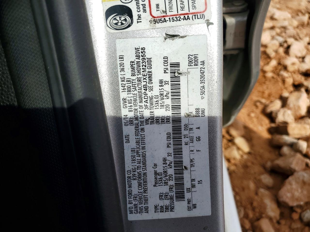 2014 Ford Fiesta Se Silver vin: 3FADP4BJXEM239558