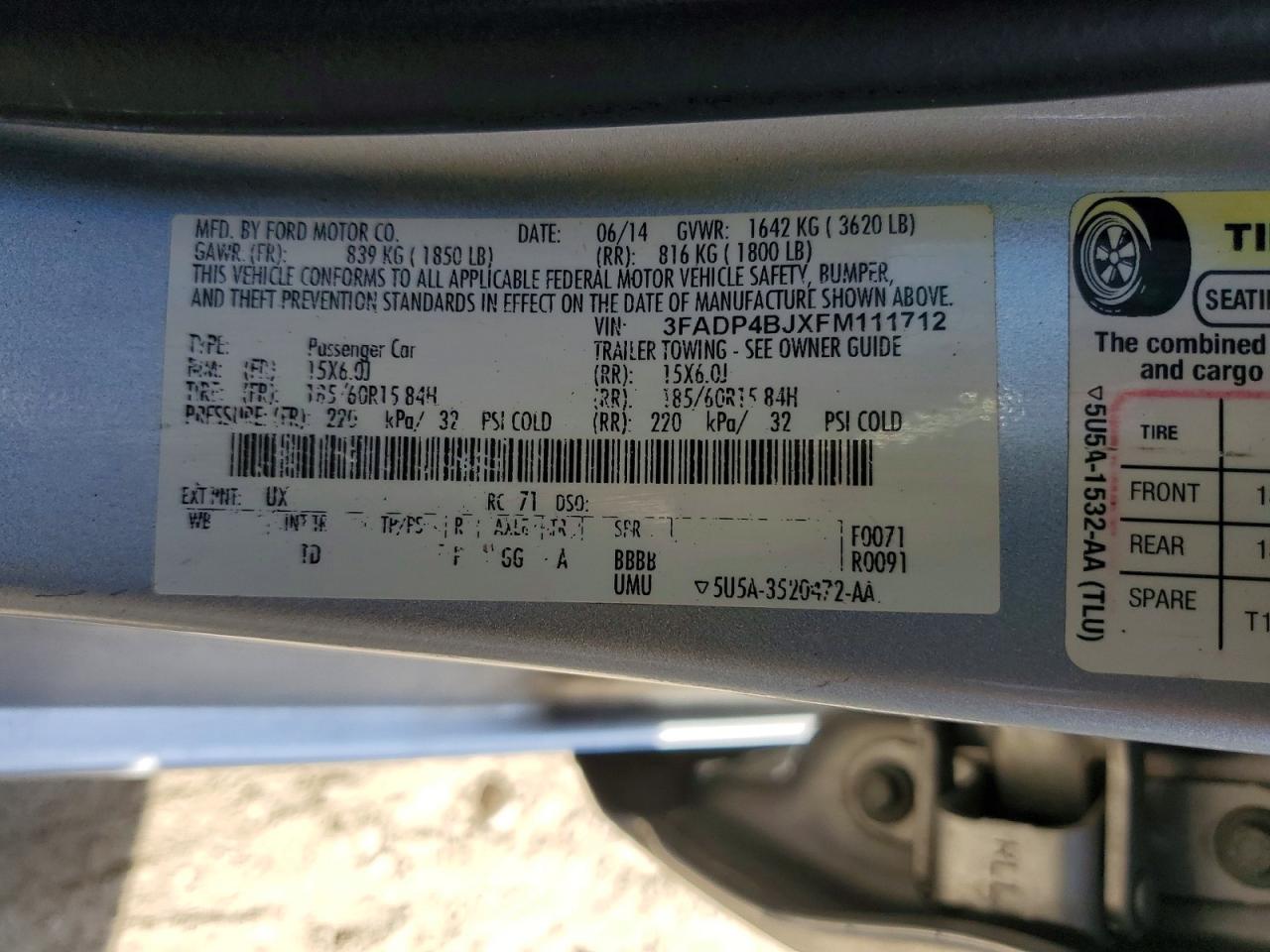 2015 Ford Fiesta Se Silver vin: 3FADP4BJXFM111712
