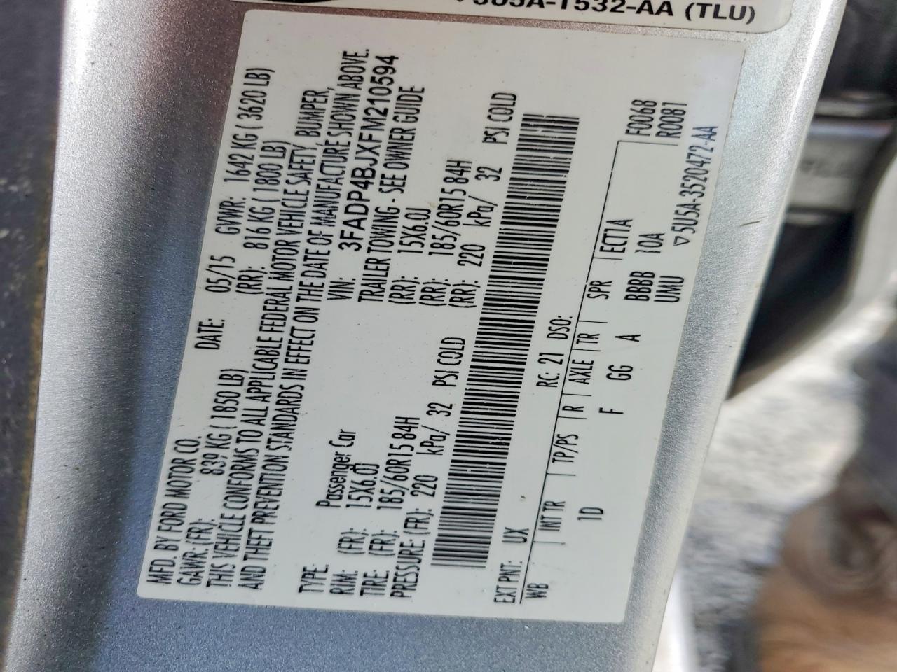 2015 Ford Fiesta Se Silver vin: 3FADP4BJXFM210594