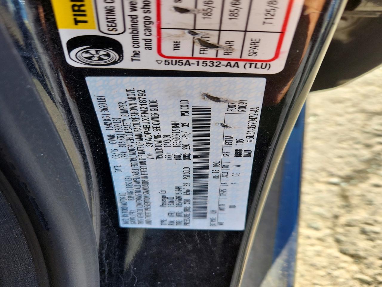 2015 Ford Fiesta Se Black vin: 3FADP4BJXFM218792