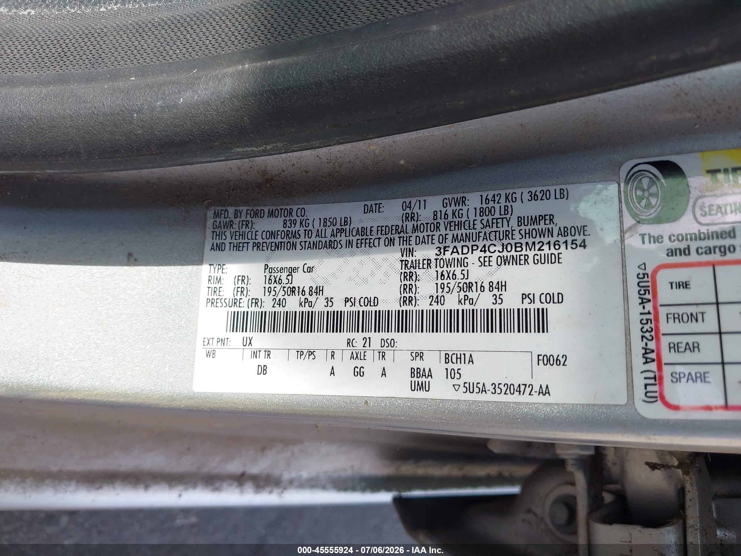2011 Ford Fiesta Sel Серебряный vin: 3FADP4CJ0BM216154
