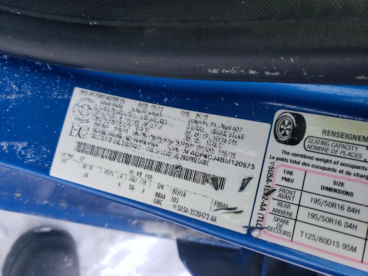 2011 Ford Fiesta Sel Blue vin: 3FADP4CJ4BM120575