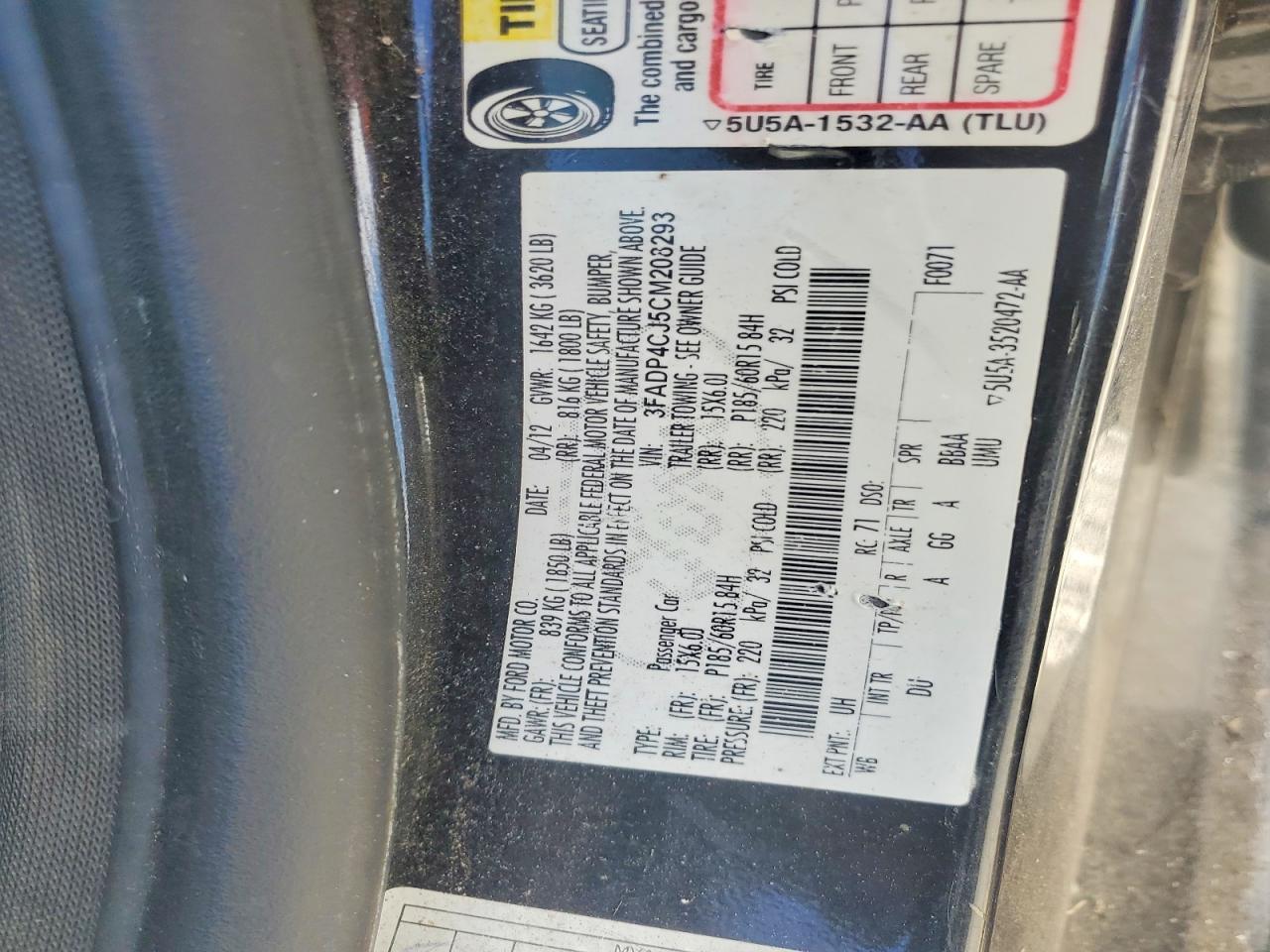 2012 Ford Fiesta Sel Black vin: 3FADP4CJ5CM208293