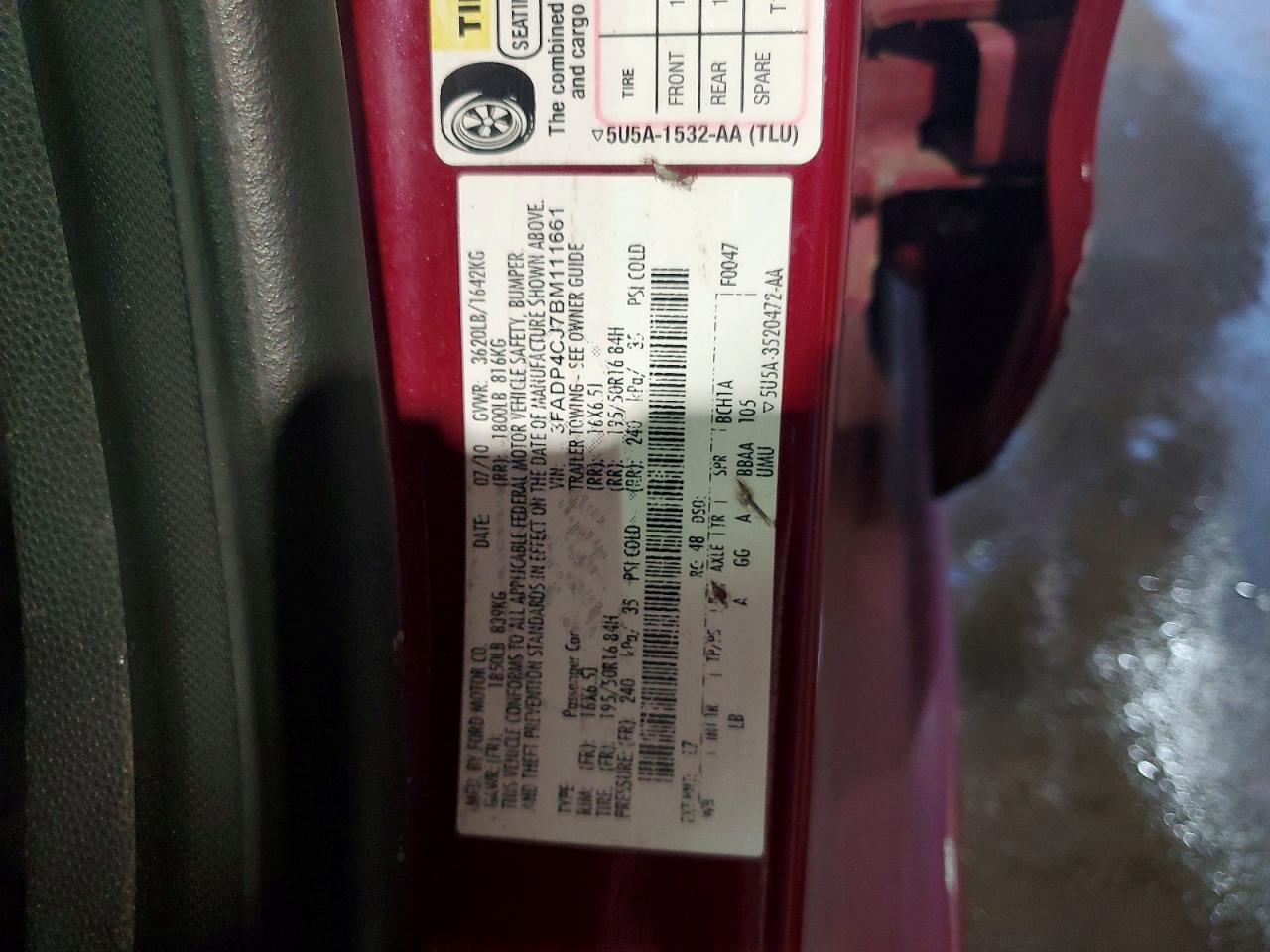 2011 Ford Fiesta Sel Red vin: 3FADP4CJ7BM111661