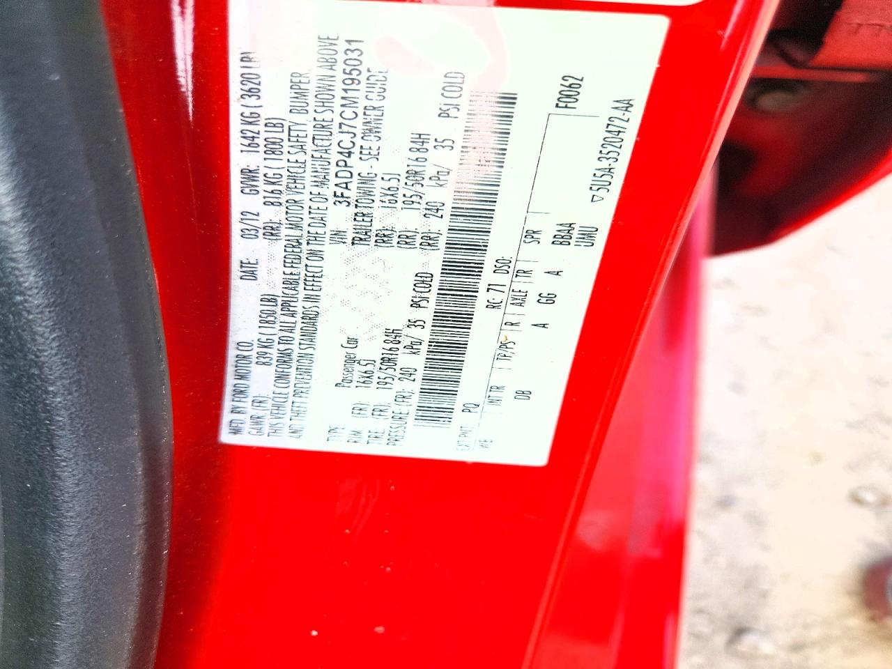 2012 Ford Fiesta Sel Red vin: 3FADP4CJ7CM195031