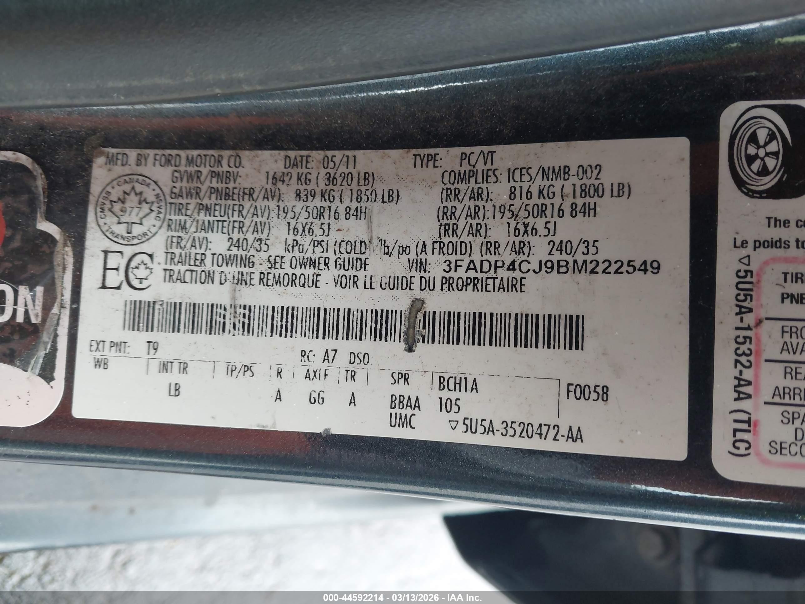 2011 Ford Fiesta Sel Black vin: 3FADP4CJ9BM222549