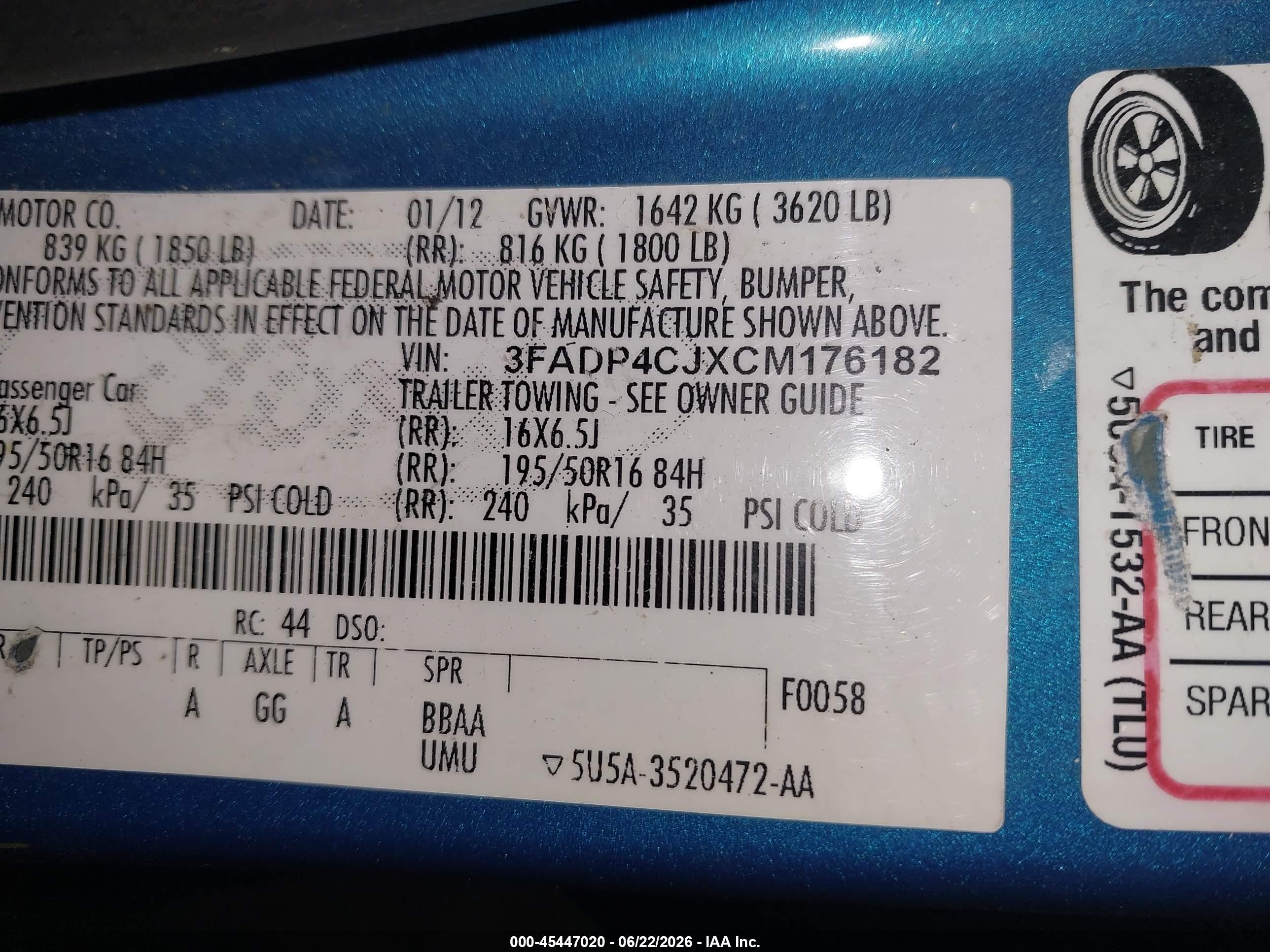 2012 Ford Fiesta Sel Blue vin: 3FADP4CJXCM176182