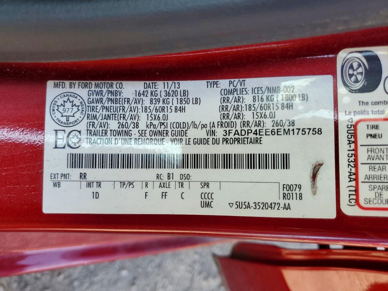 2014 Ford Fiesta Se Красный vin: 3FADP4EE6EM175758