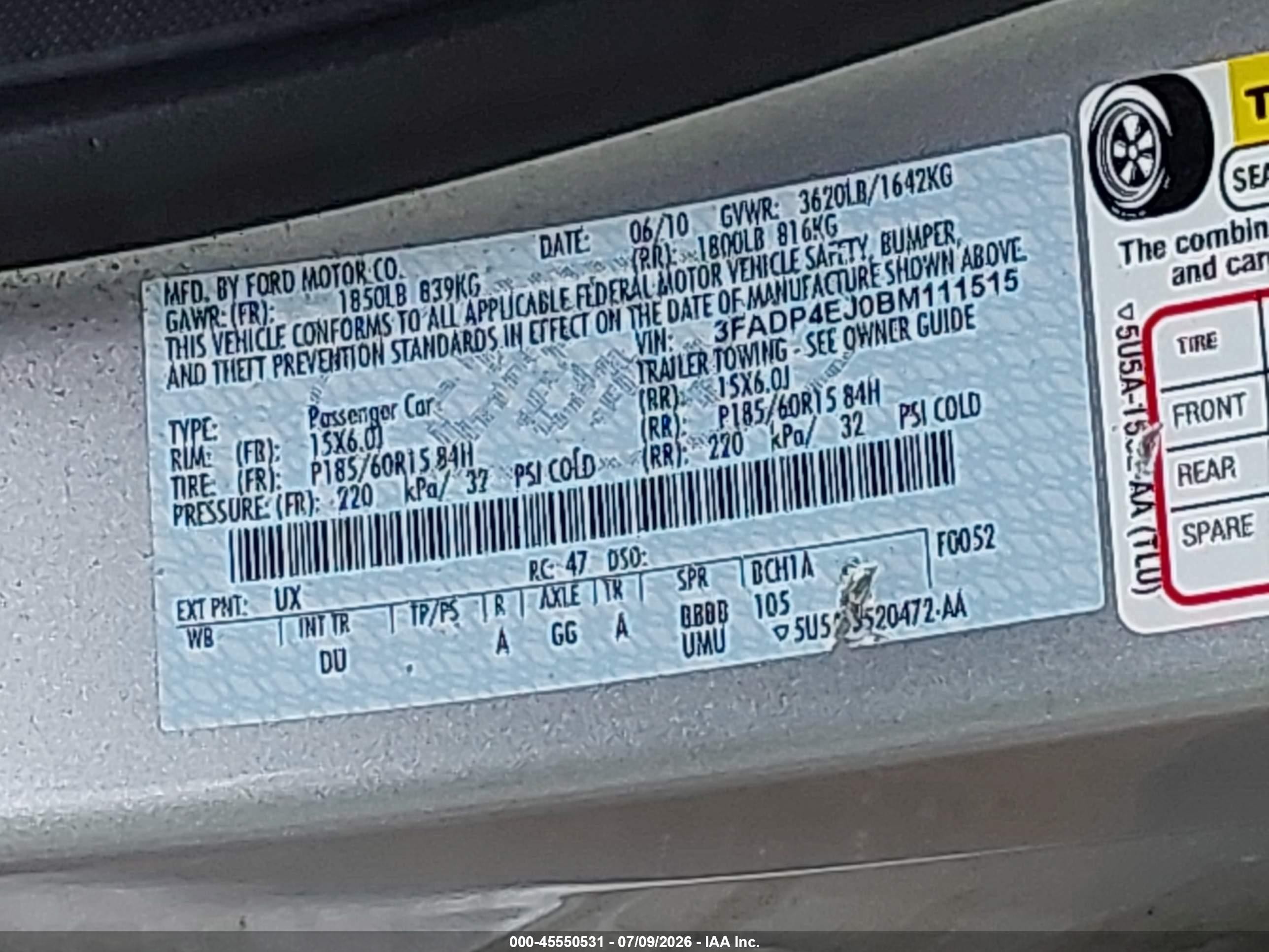 2011 Ford Fiesta Se Silver vin: 3FADP4EJ0BM111515