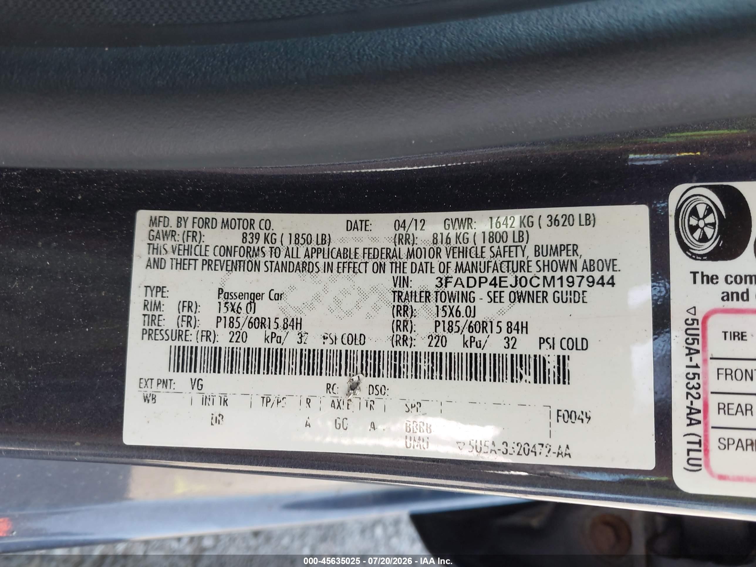 2012 Ford Fiesta Se Blue vin: 3FADP4EJ0CM197944