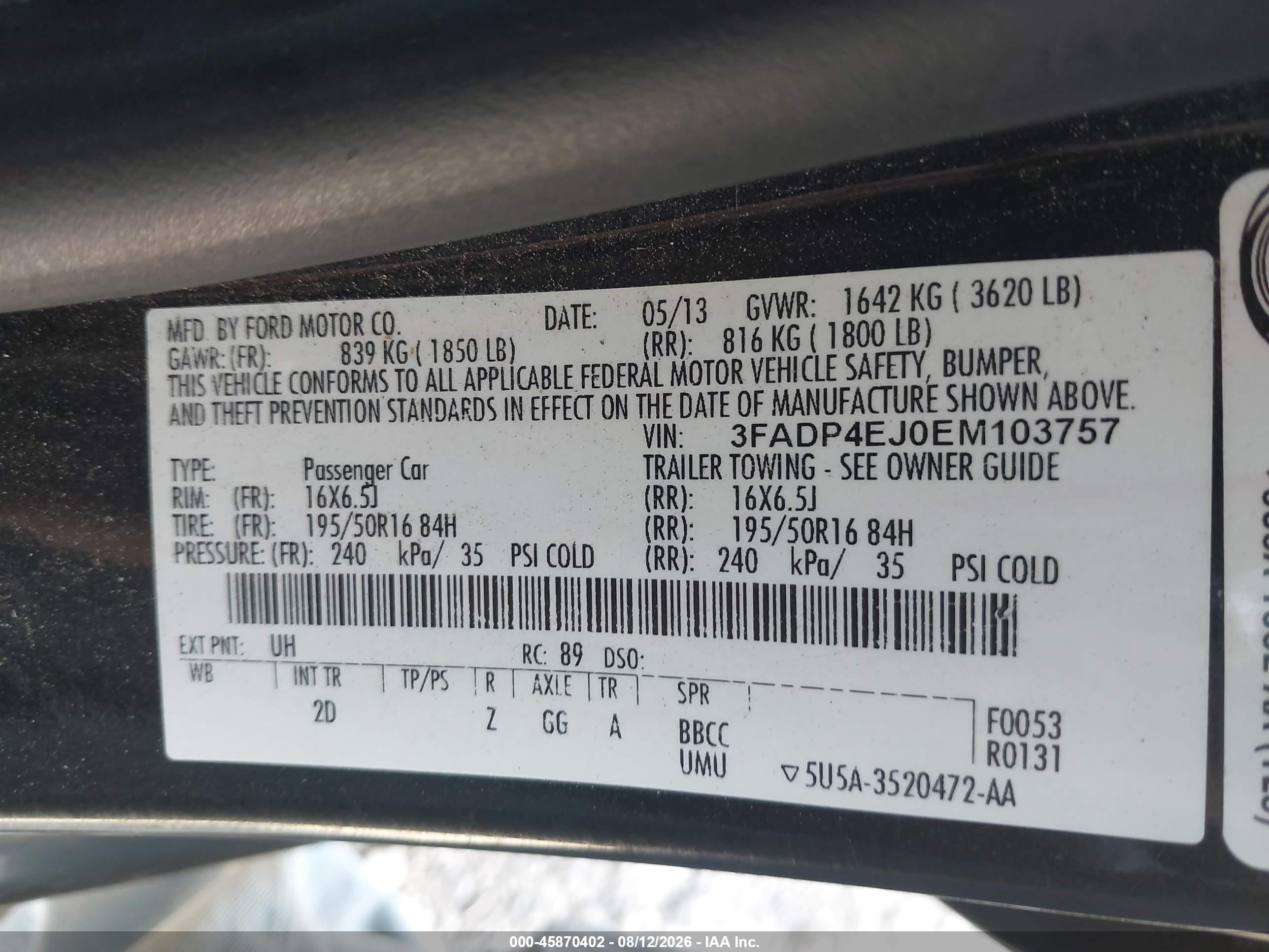 2014 Ford Fiesta Se Black vin: 3FADP4EJ0EM103757