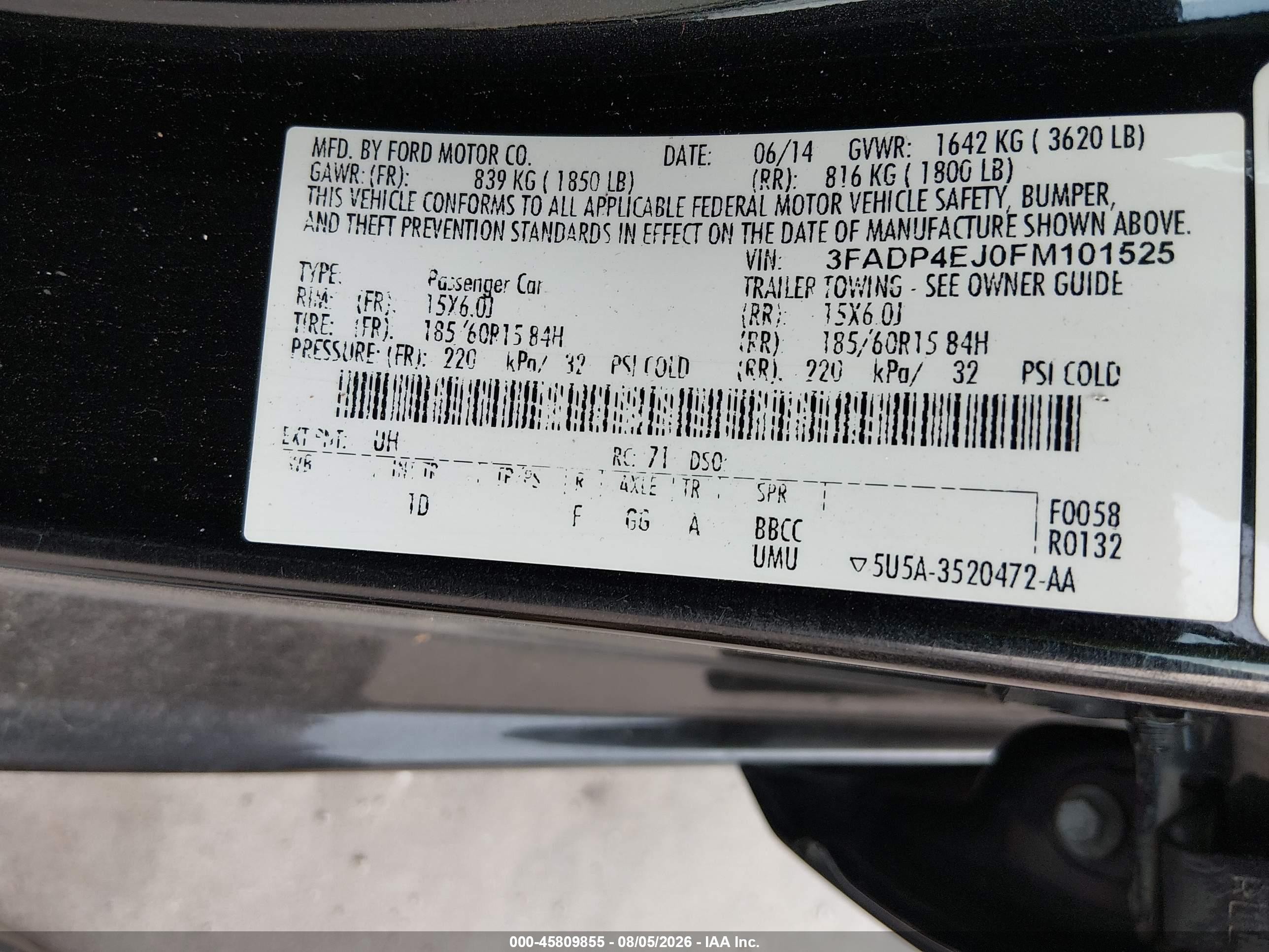 2015 Ford Fiesta Se Black vin: 3FADP4EJ0FM101525